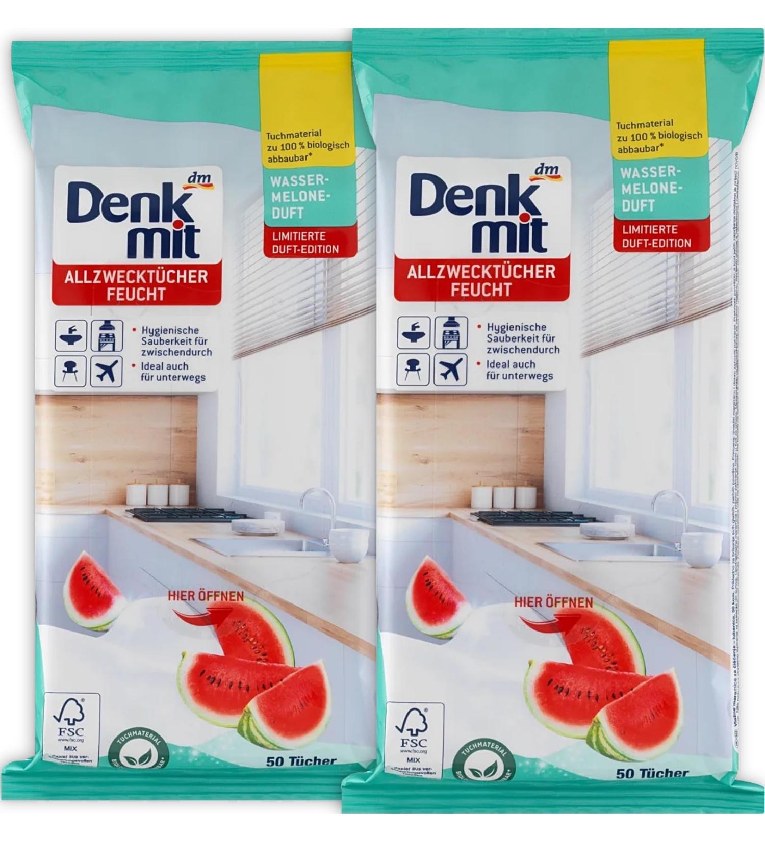Watermelon all-purpose Wipes 2 packs x 50 pieces - Hygienic Cleanliness for at home and on the go/Germany - Buy Online on SooperMarket.com