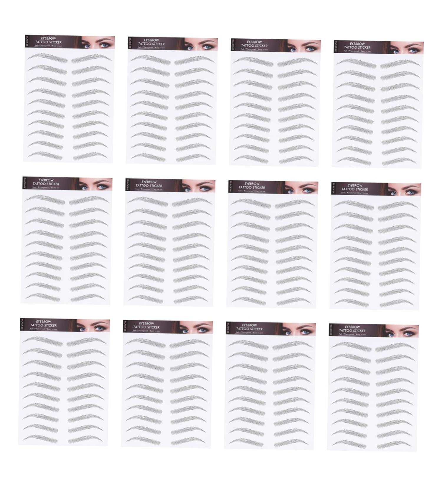 Gogogmee 12 Sheets False Eyebrows for Men Waterproof Stickers Black Sticker Fake Eyebrows 21x15cm Black - Buy Online on SooperMarket.com