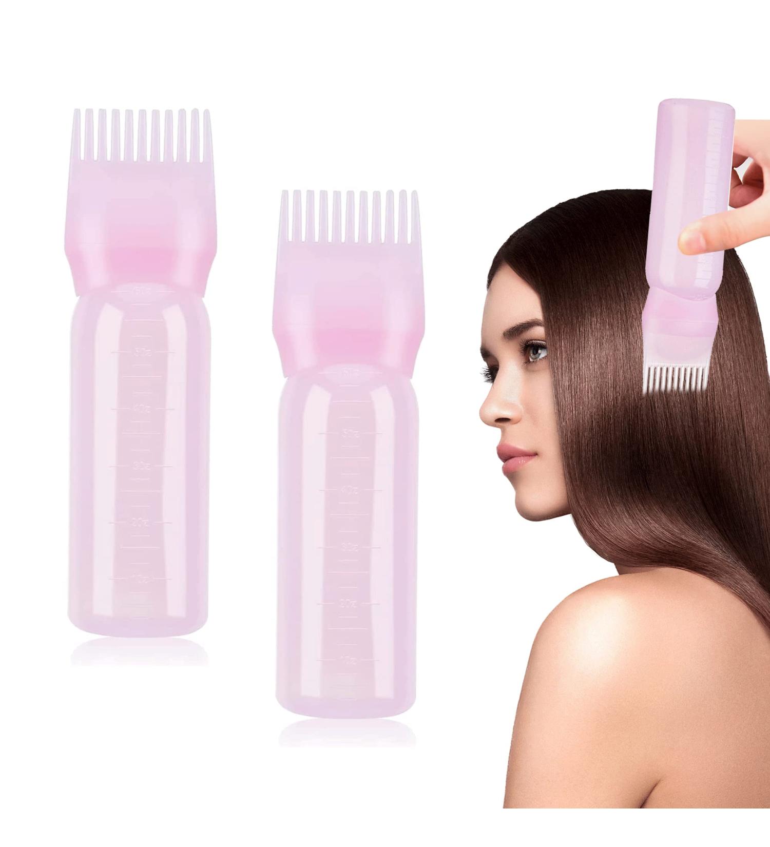 2pcs Pink Root Comb & Oil Applicator Bottle for Hair Treatment at Home - Buy Online on SooperMarket.com
