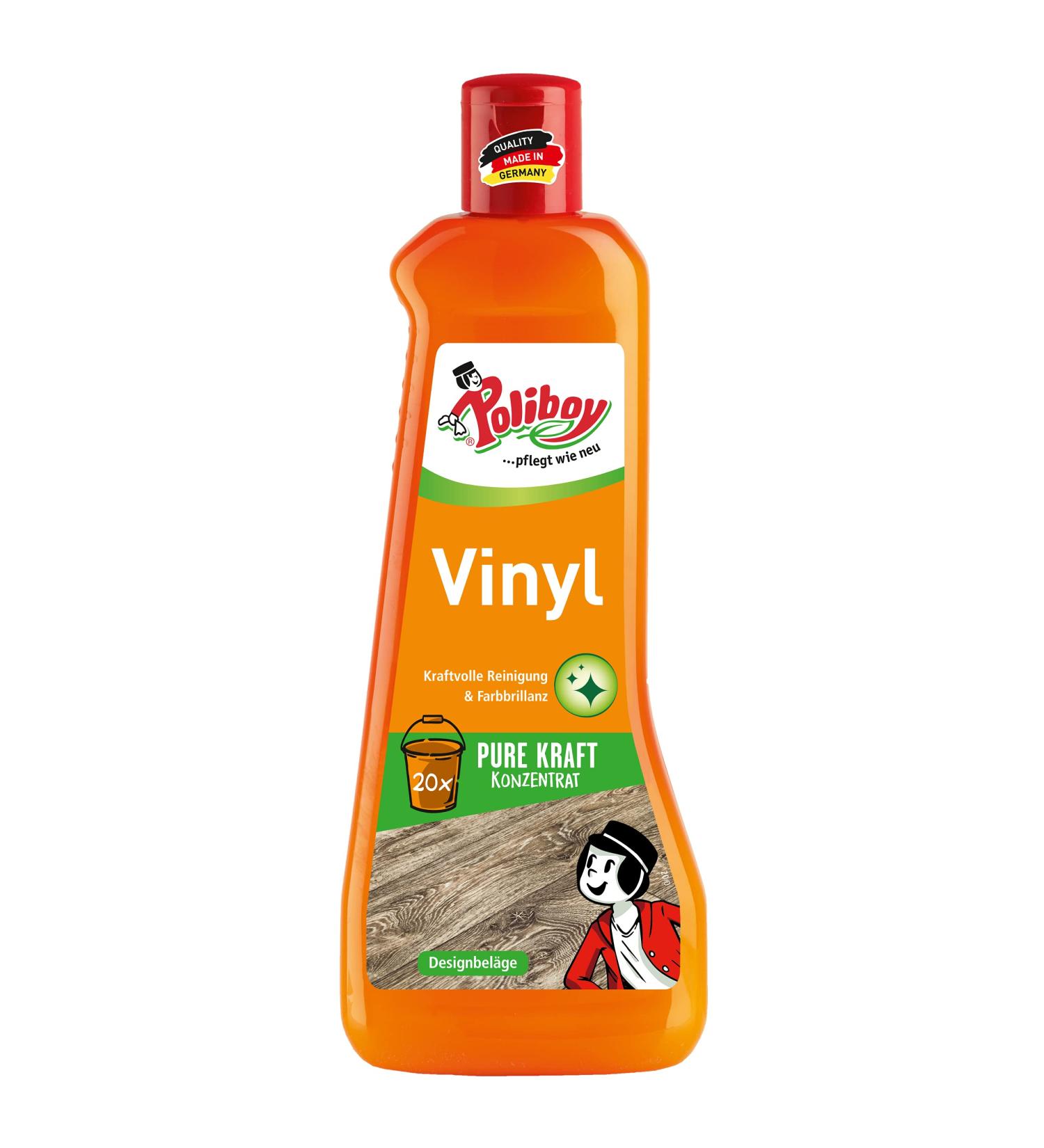 Poliboy - Vinyl & Design Belage Care - For powerful cleaning of plastic floors - floor care - individually - 500 ml - Made in Germany Vinyl + Design covering 500 ml (1 Pack)