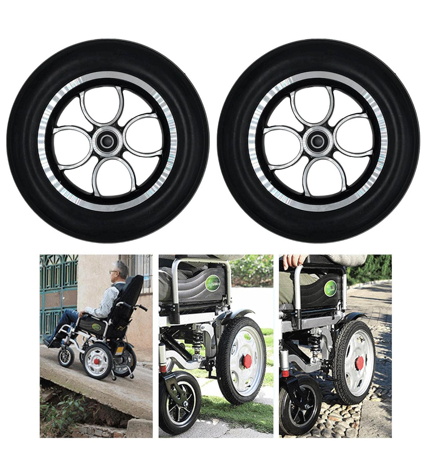 Wheelchair Front Wheel 2 Pieces Wheelchair Front Rubber Anti-Slip Wheelchair Front Wheels 10In Wheelchair Wheels Replacement Labor Saving Anti Tip - Buy Online on SooperMarket.com