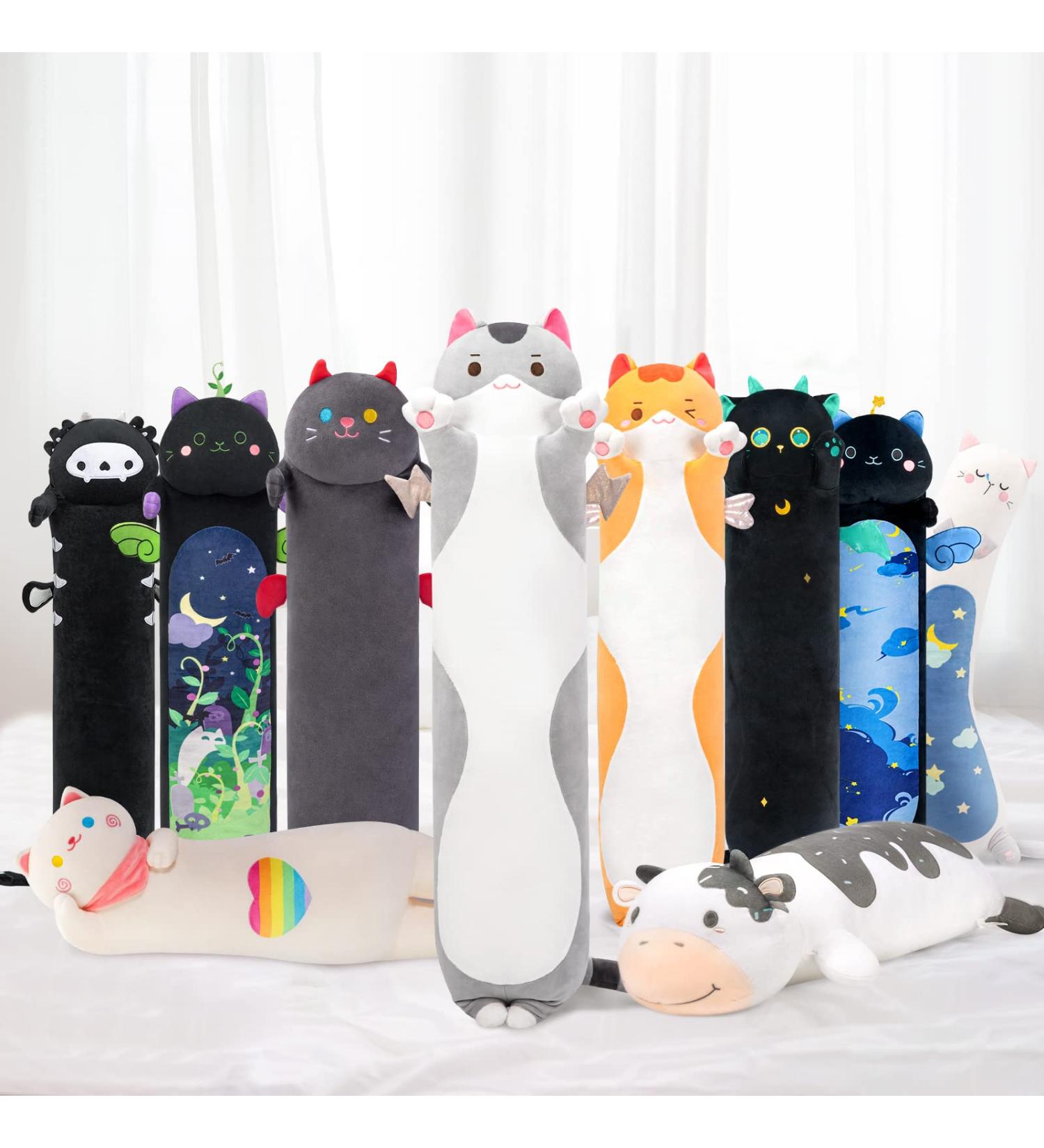 Mewaii 28in Long Cat Plush Pillow - Cute Gray Kitty Stuffed Animal Toy for Kids - Buy Online on SooperMarket.com