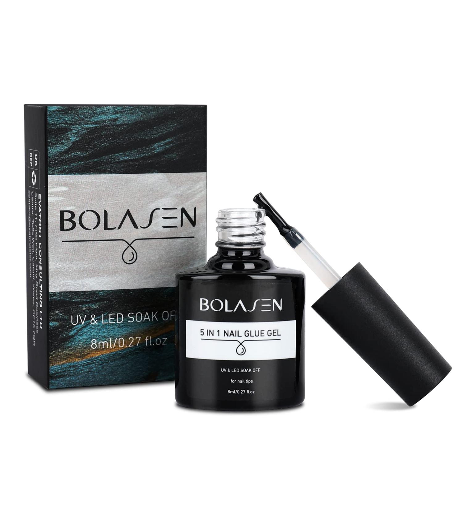 BOLASEN 5 in 1 Gel Nail Glue - 8ML UV Extension Glue for Acrylic Nails | Strong, Long Lasting Brush-On Gel for Press On Nails | Home & Salon Use - Buy Online on SooperMarket.com
