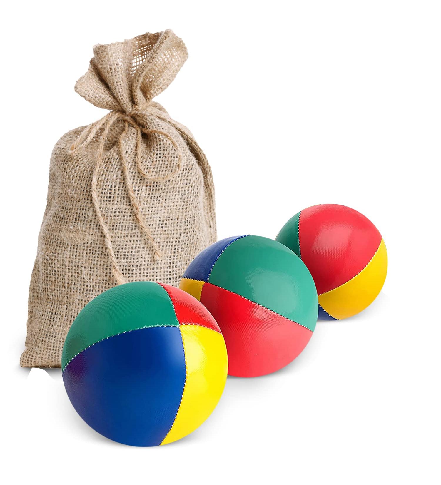 Mister M Juggling Balls - 3 Eco-Friendly Balls in Beige Jutesack | Waterproof Easy to Grab | Ideal for Beginners & Professionals | Includes App & Online Video Tutorial - Buy Online on SooperMarket.com