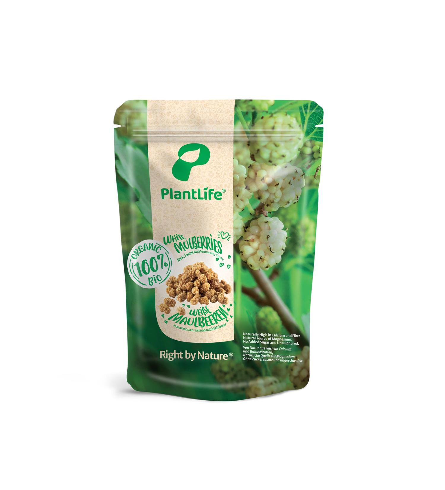 PlantLife White Organic Mulberries 1kg Raw Sun-Dried Unsweetened and Unsulphured 100% Recyclable - Buy Online on SooperMarket.com