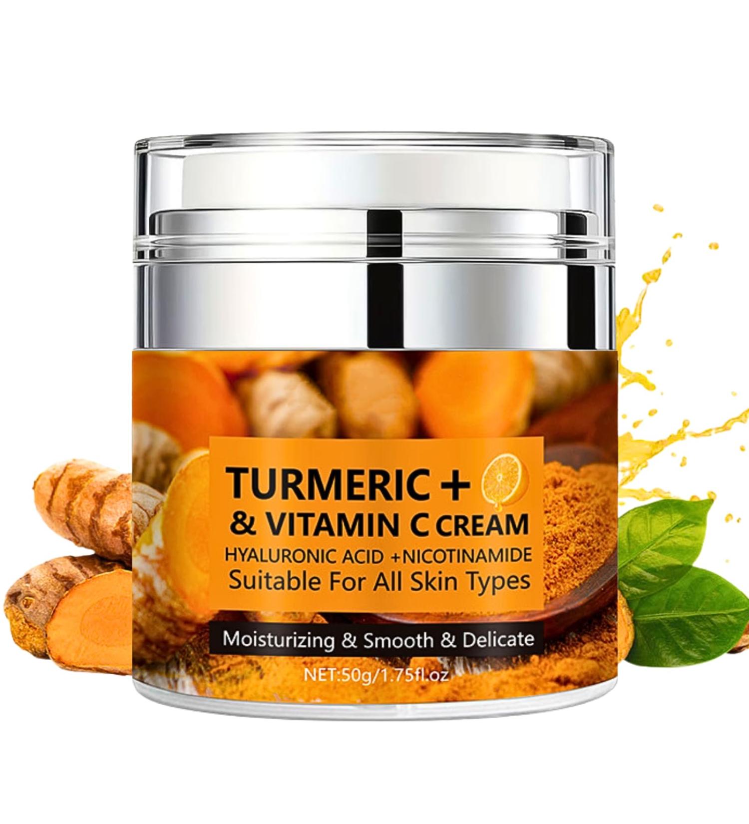 Vitamin C + Turmeric Face Cream Vitamin C Face Moisturiser Anti Aging Face Cream Brightening Night & Day Cream Dark Spot Remover for Face & Body Moisturizing & Smooth & Delicate Skin - Buy Online on SooperMarket.com