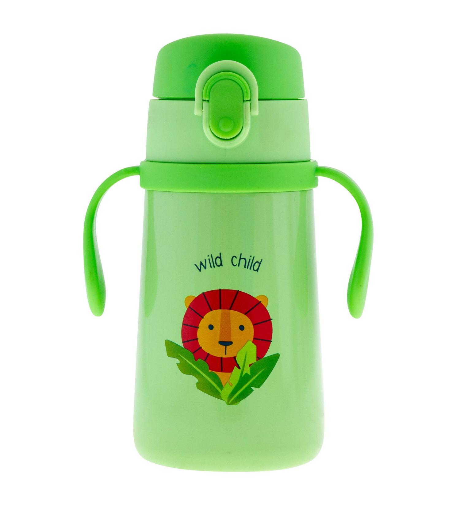 Stephen Joseph Stainless Steel Double Wall Training Cup with Handles and Weighted Straw - Zoo Design - 1 Count - Buy Online on SooperMarket.com
