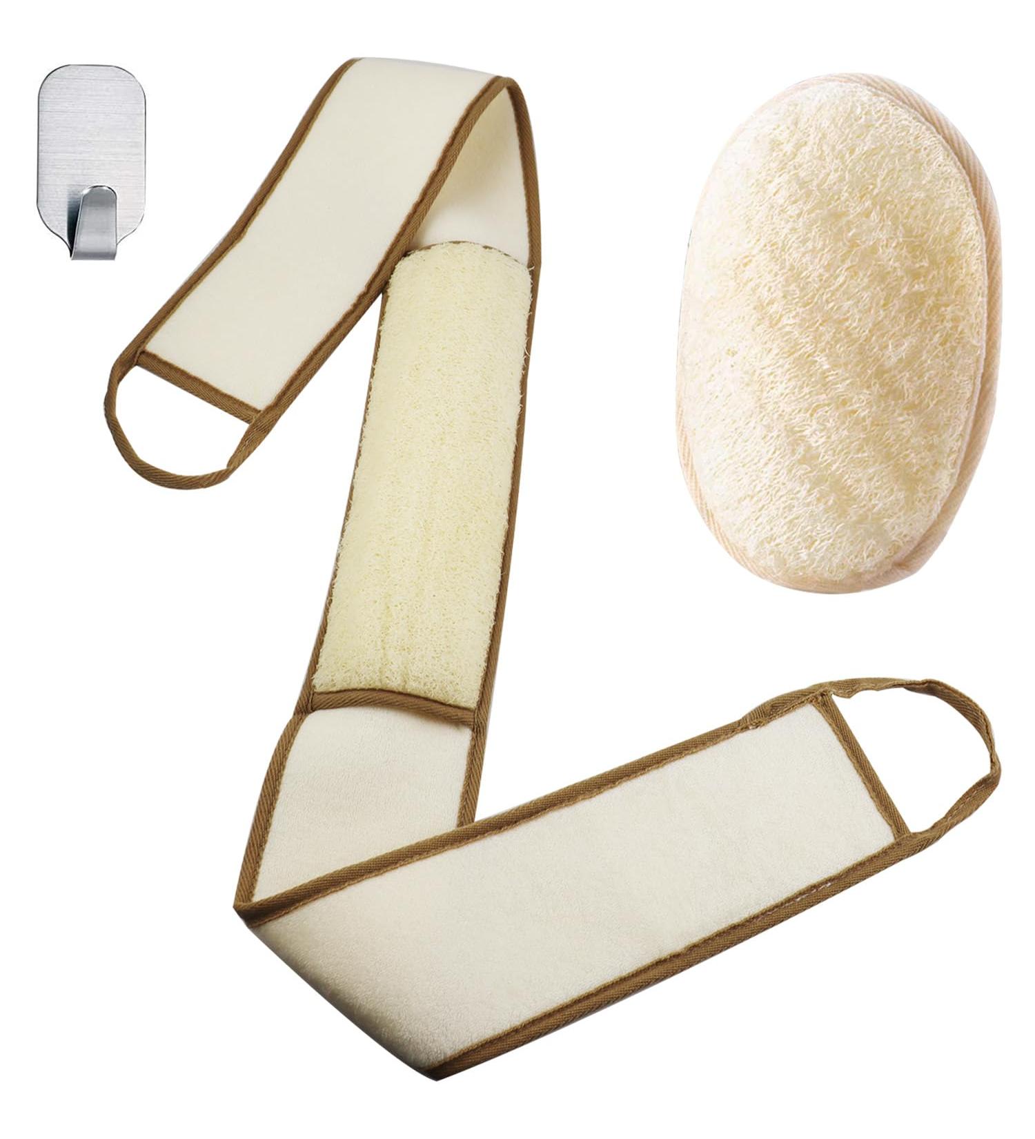 50 Inch Extra Long Loofah Back Scrubber | Exfoliating Natural Loofah Pads for Deep Clean & Rejuvenation | Ideal for Men & Women | Adhesive Hook Included - Buy Online on SooperMarket.com