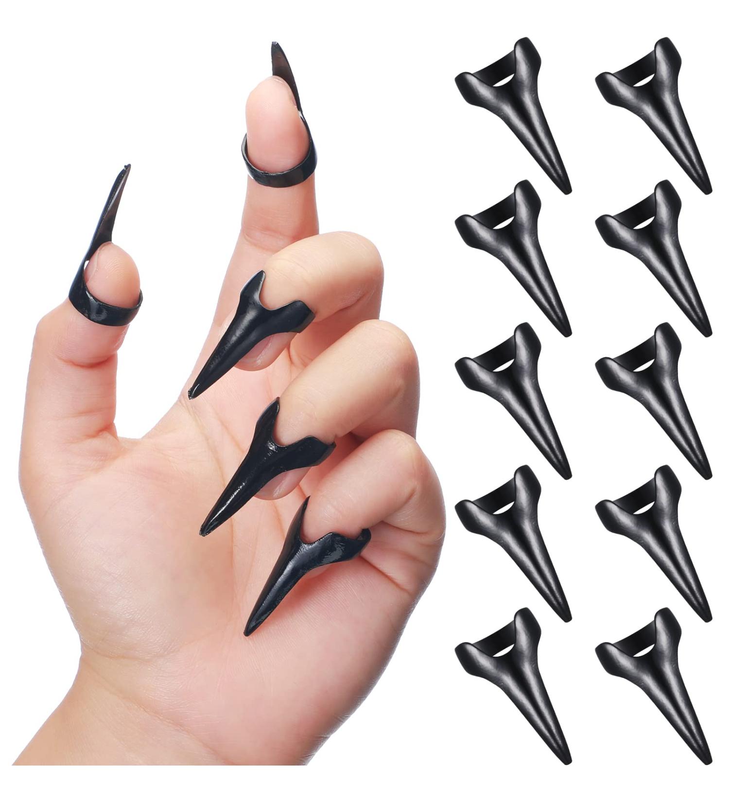 10 Pieces Retro Metal Finger Claws Rings Set - Gothic Punk Nail Armor for Cosplay & Parties (Black - Buy Online on SooperMarket.com