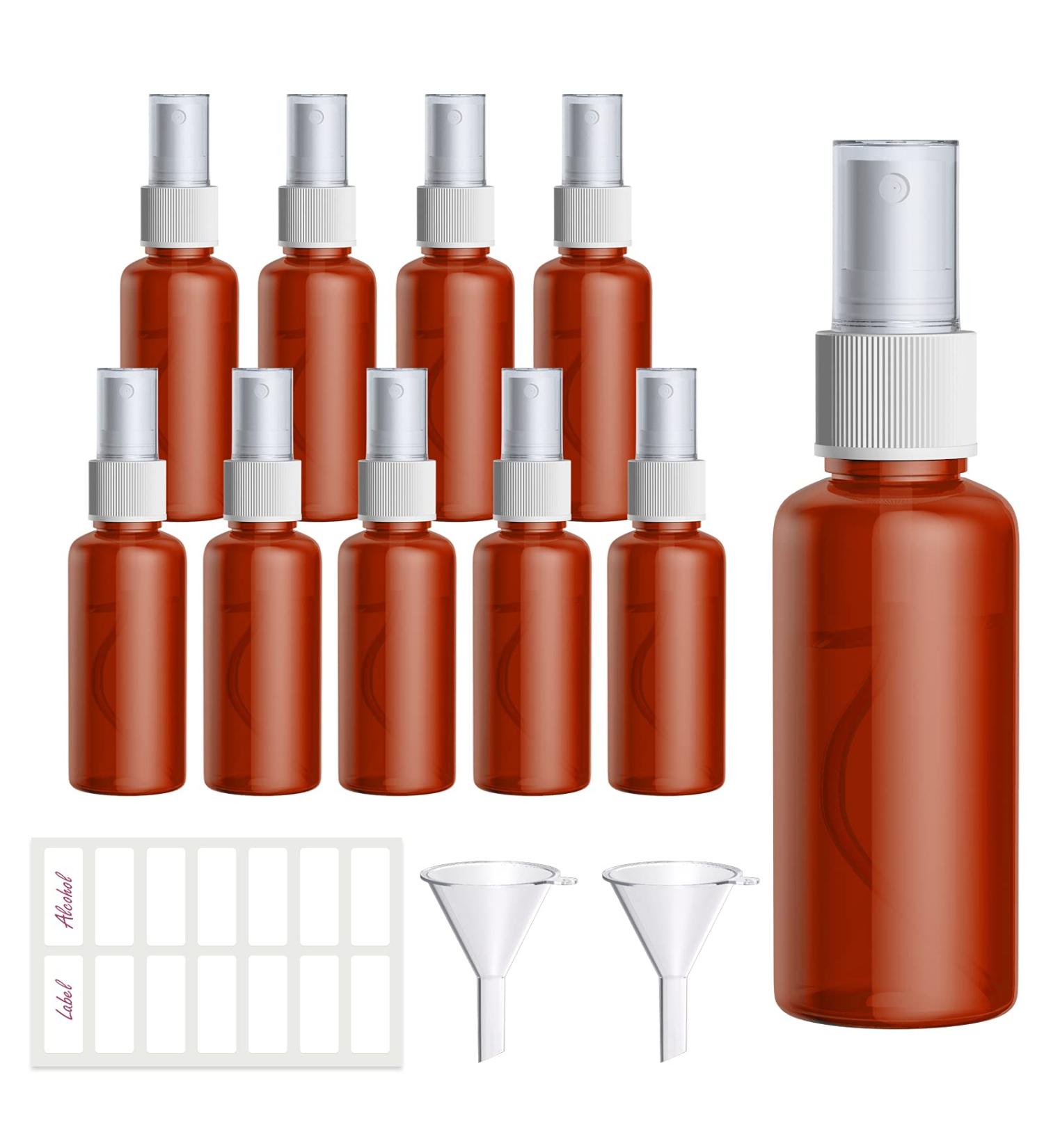 10x 50ml Portable Refillable Plastic Spray Bottles - Travel-Friendly Atomizers for Skincare Essential Oils & Perfumes (Brown) | Ideal for Outdoor Sports & Air Travel - Buy Online on SooperMarket.com