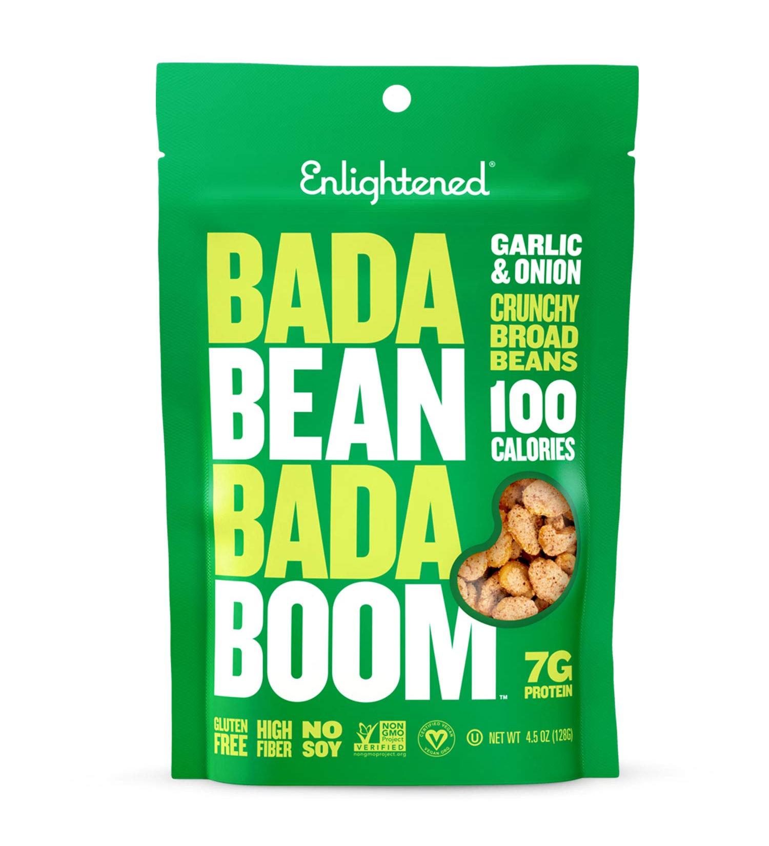 Bada Bean Bada Boom - Vegan Crunchy Roasted Broad Bean Snacks, Garlic & Onion, Gluten Free, 100 Calories, 4.5 oz (Pack of 12) - Buy Online on SooperMarket.com