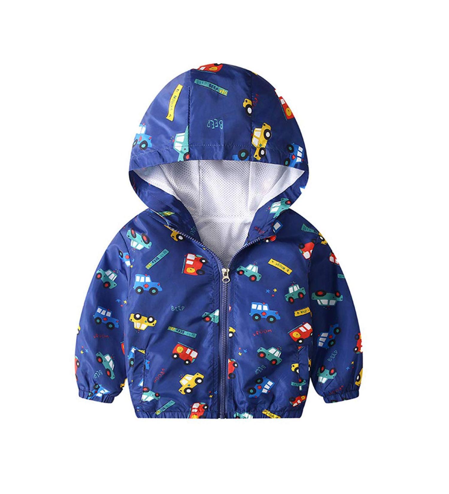 JinBei Hooded Toddler Jacket | Waterproof Windbreaker for Boys | Sunscreen Outwear Raincoat | 1-7 Years | 110 Voiture - Buy Online on SooperMarket.com