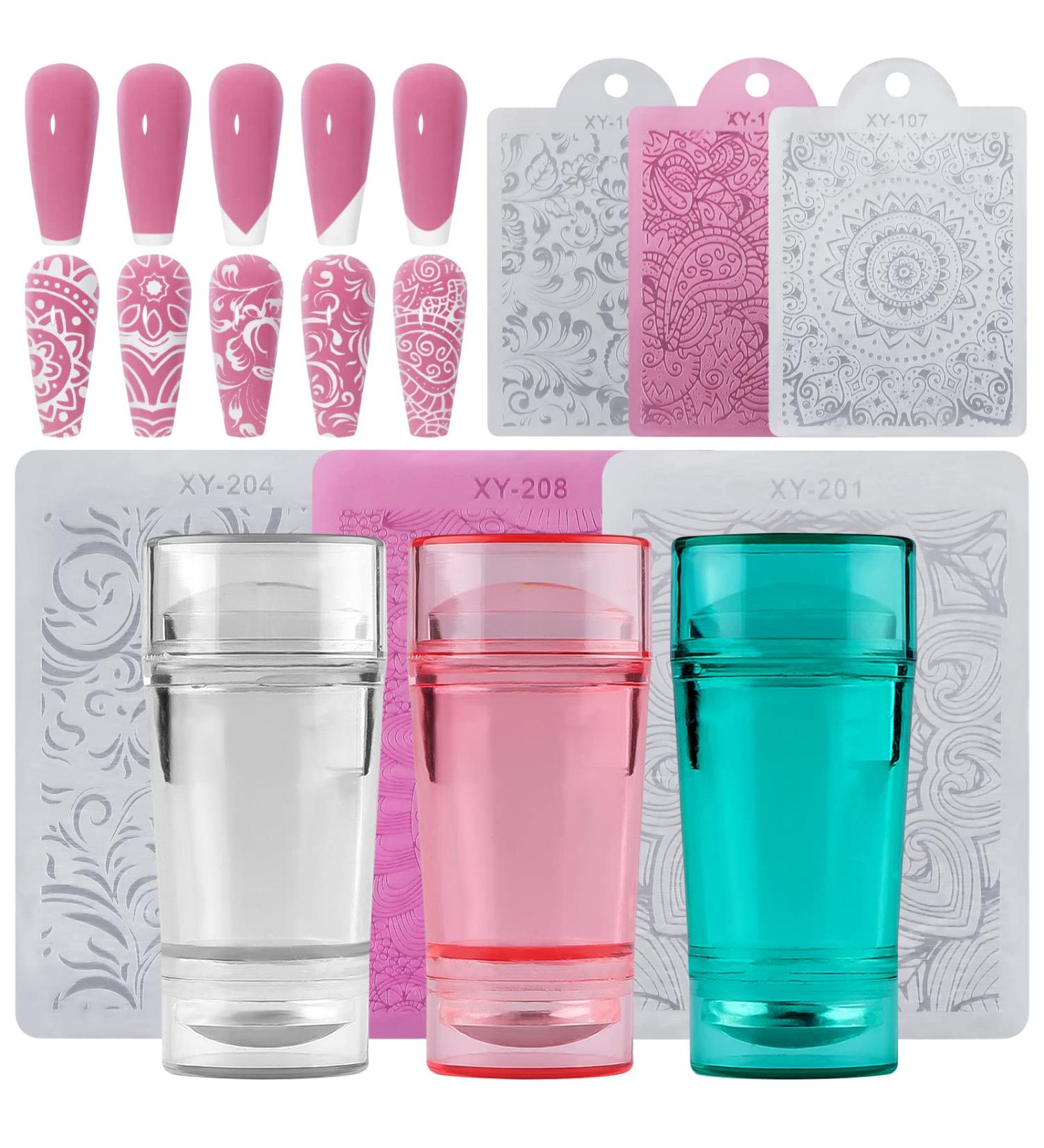 3 Pcs Jelly Nail Art Stamper Set with Double Head Silicone Stampers - Transparent Green Red Soft Nail Stamping Kit for Manicure Tools - Buy Online on SooperMarket.com