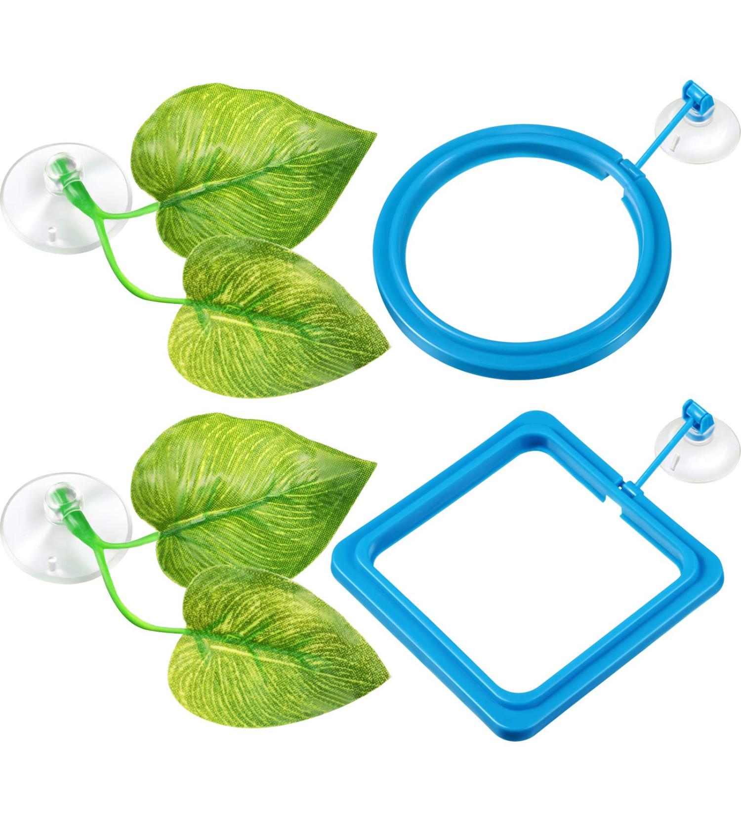 Aquarium Feeding Set: Fish Feeding Ring, Food Feeder, Spawning Bed, Betta Leaf Pad - 4 Pieces - Buy Online on SooperMarket.com