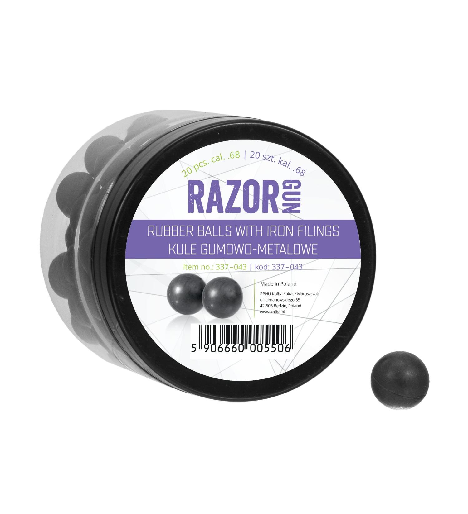 RazorGun 68 Caliber Stock with 20 Rubber-Metal Balls (.68) Ideal for Paintball & Air Rifles | International Shipping Available - Buy Online on SooperMarket.com