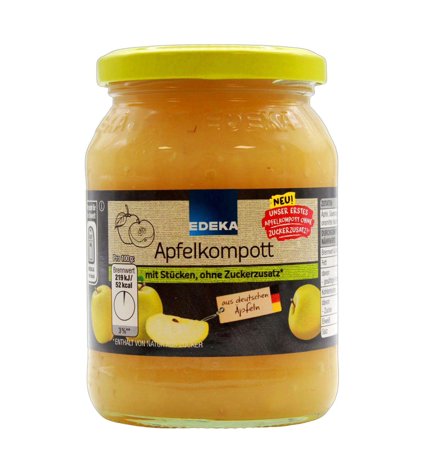 Edeka Apple Compote Without Added Sugar - Pack of 6 (6 x 355g) | Buy Internationally - Healthy Snack Options - Buy Online on SooperMarket.com