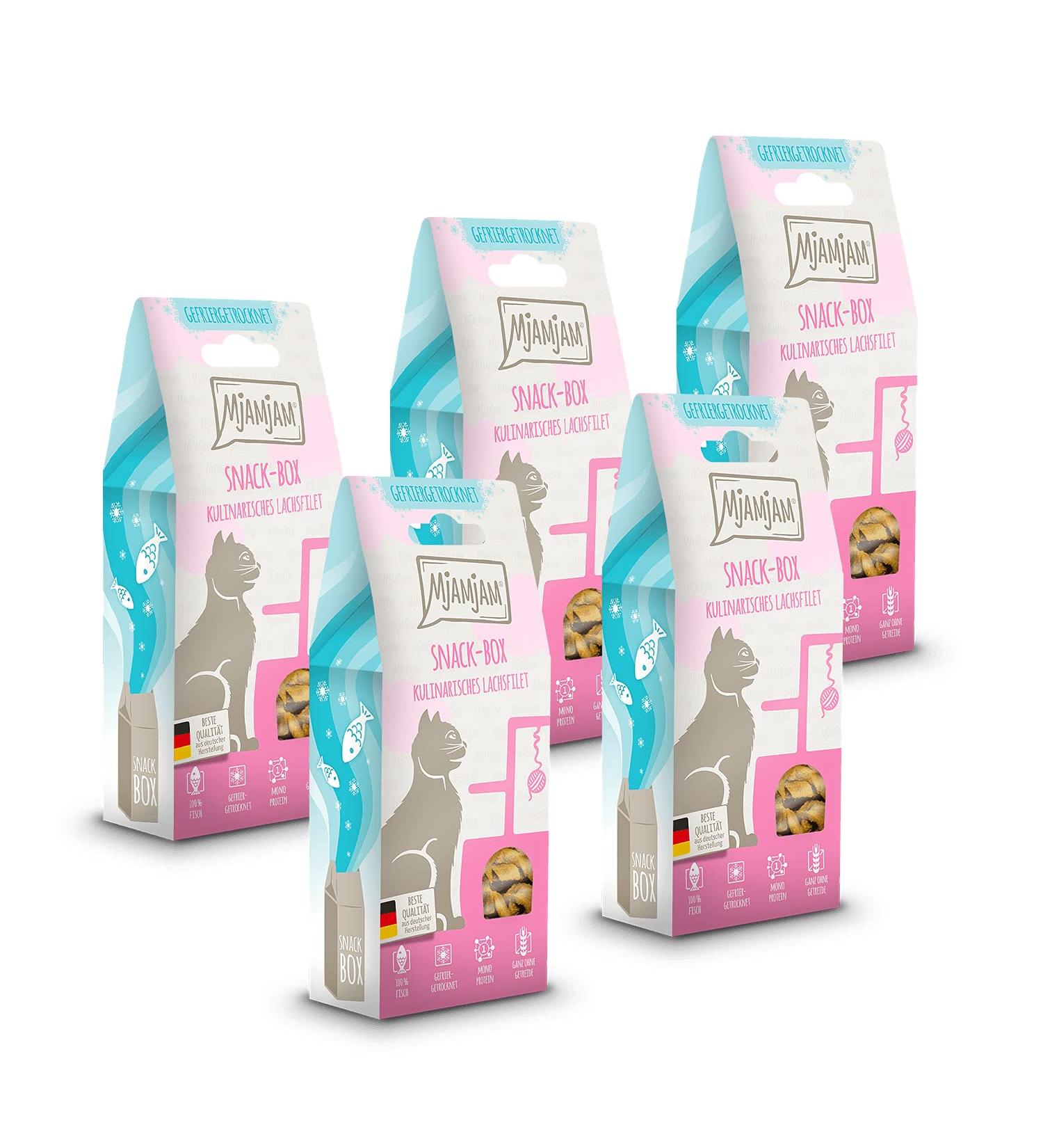 MjAMjAM Premium Snack Box for Cats - Culinary Salmon Fillet 5 x 50g Pack - Ideal International Shipping - Buy Online on SooperMarket.com