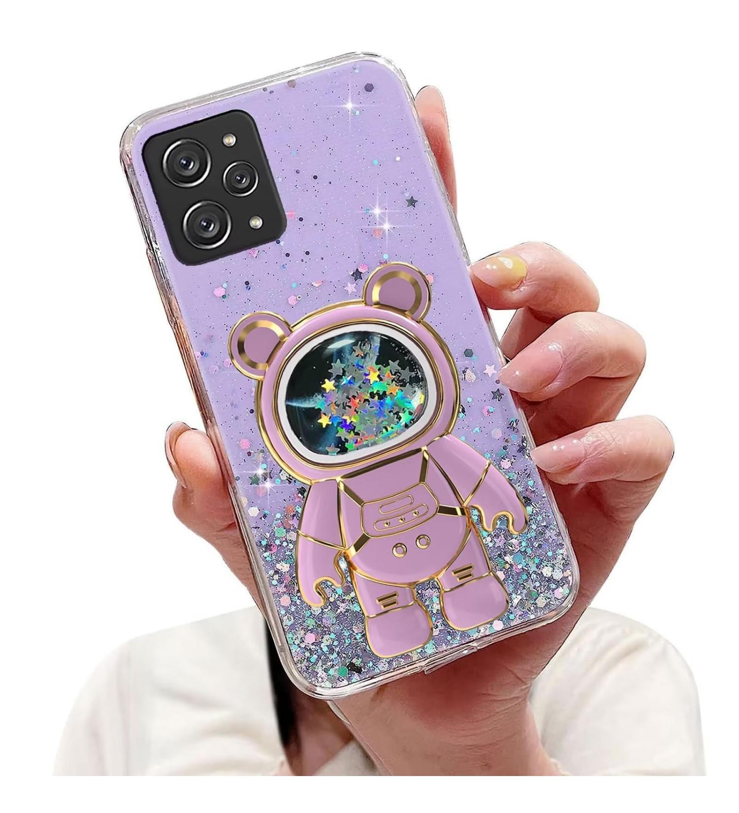 Tivenfezk Nadoli for Xiaomi Redmi 12 - Glitter Astronaut Soft Silicone Phone Case with Hidden Stand | Unique Caricature Design - Buy Online on SooperMarket.com