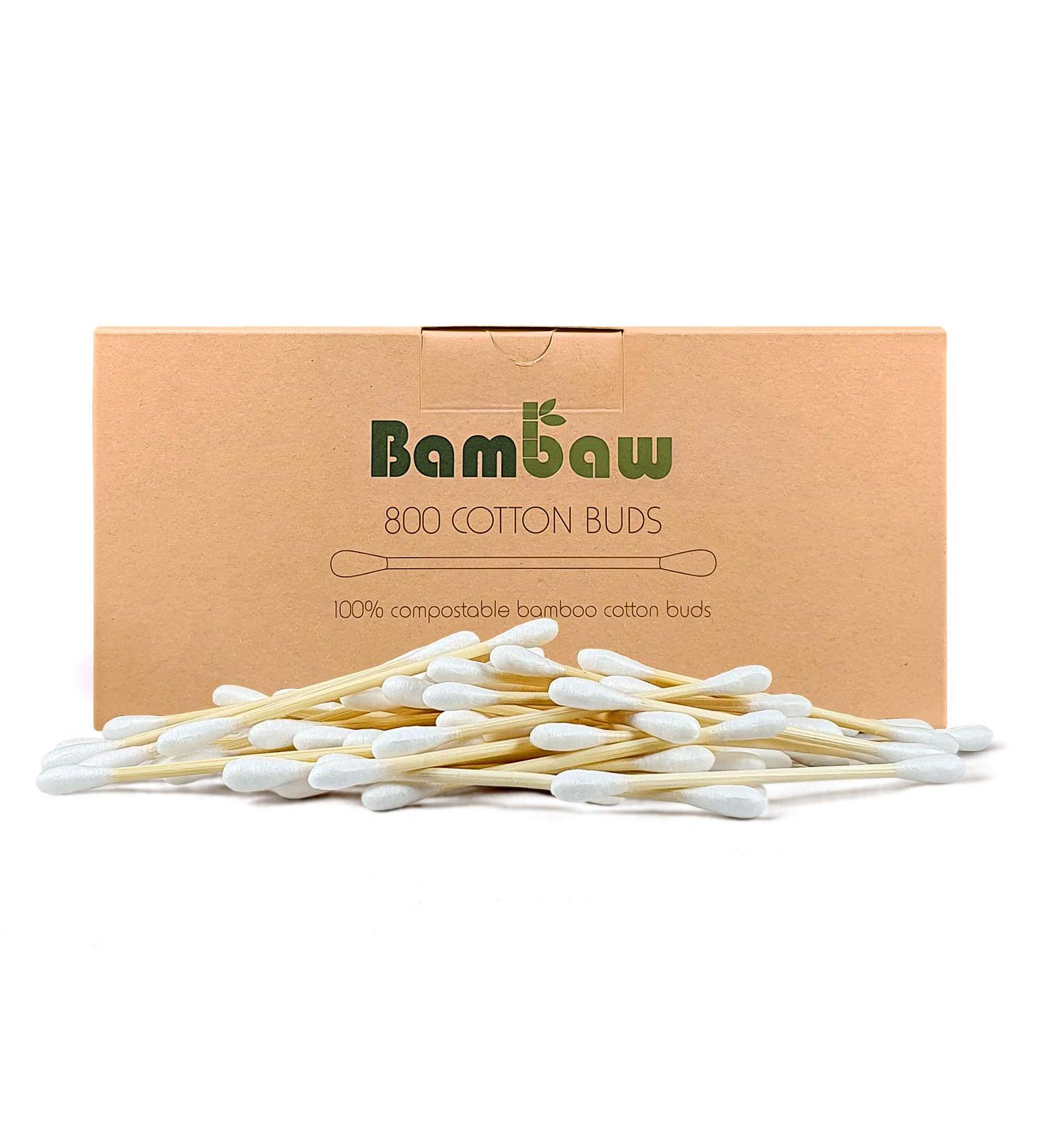 800 Bamboo Cotton Swabs | Eco-Friendly Q-Tips | Plastic-Free Watteb uschen | Zero Waste Ear Cleaners | Sustainable Bamboo Products - Buy Online on SooperMarket.com