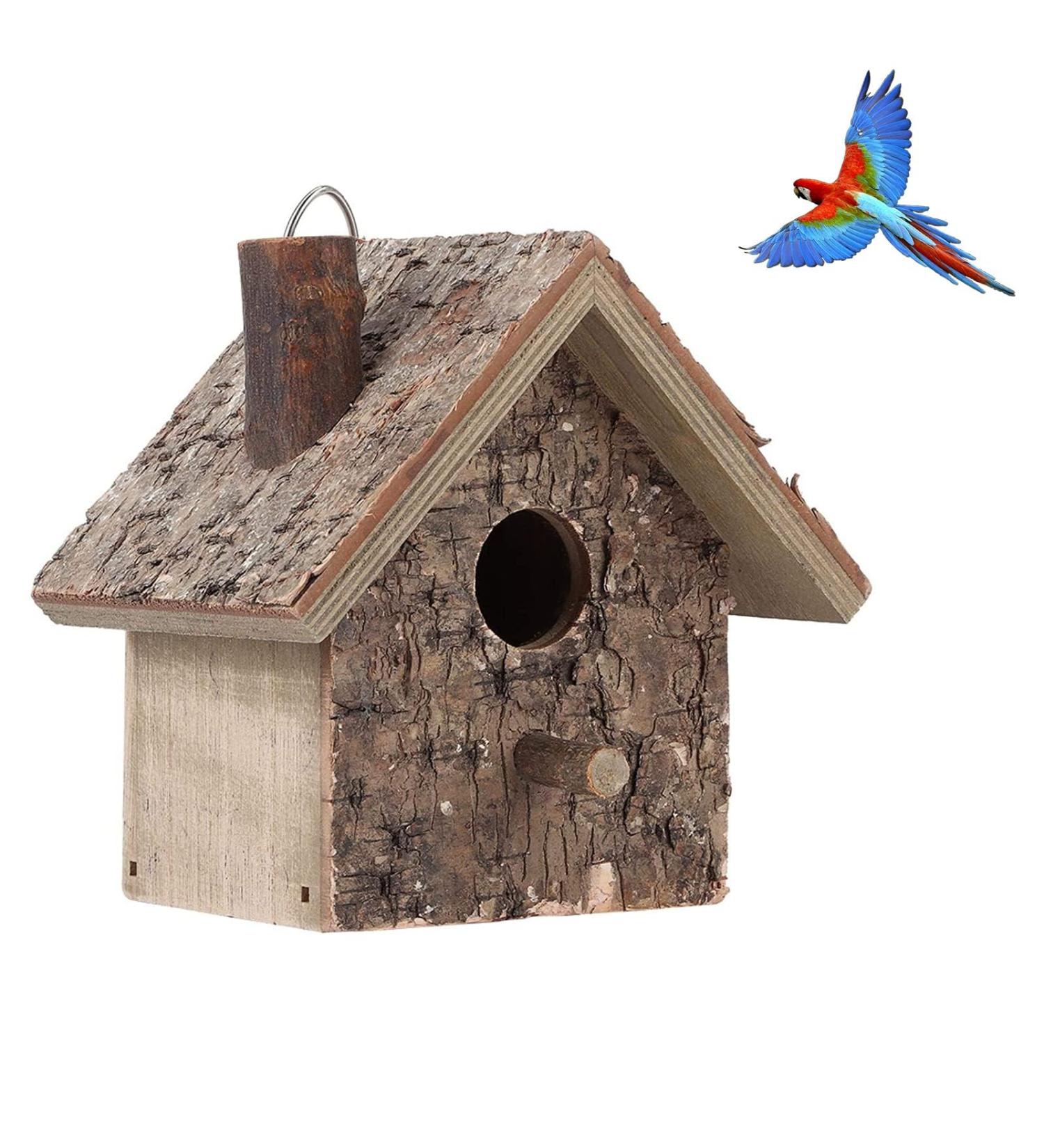 Wooden Bird Nesting Box House - Outdoor Garden Decorative Birdhouse 3.9x3.5x5.9inch - Buy Online on SooperMarket.com