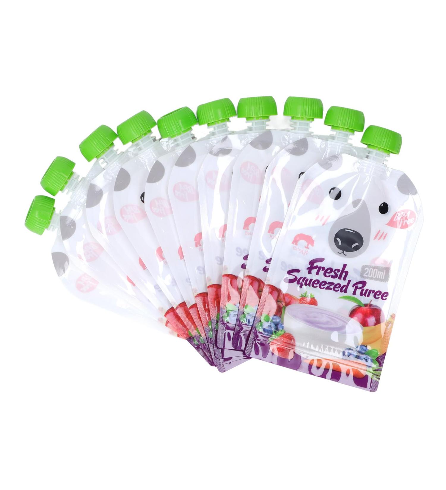 Reusable Baby Food Bags - 10 Pack 200ml Storage for Toddlers & Children | Lockable Puree Pouches - Buy Online on SooperMarket.com