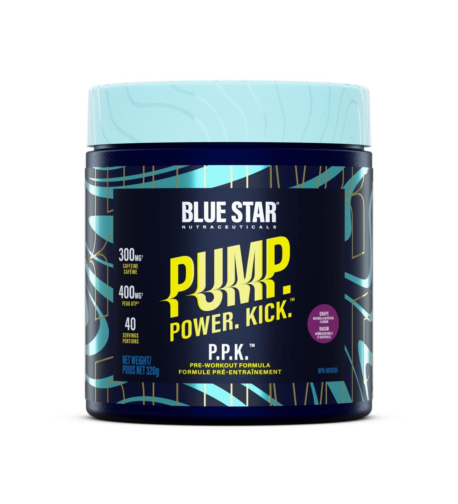 Blue Star Nutraceuticals P.P.K. Pre Workout Supplement - Energy Booster Nitric Oxide NO2 Booster Muscle Pumps & Hydration Support - Works After 1 Serving - 40 Servings (Grape) - Buy Online on SooperMarket.com