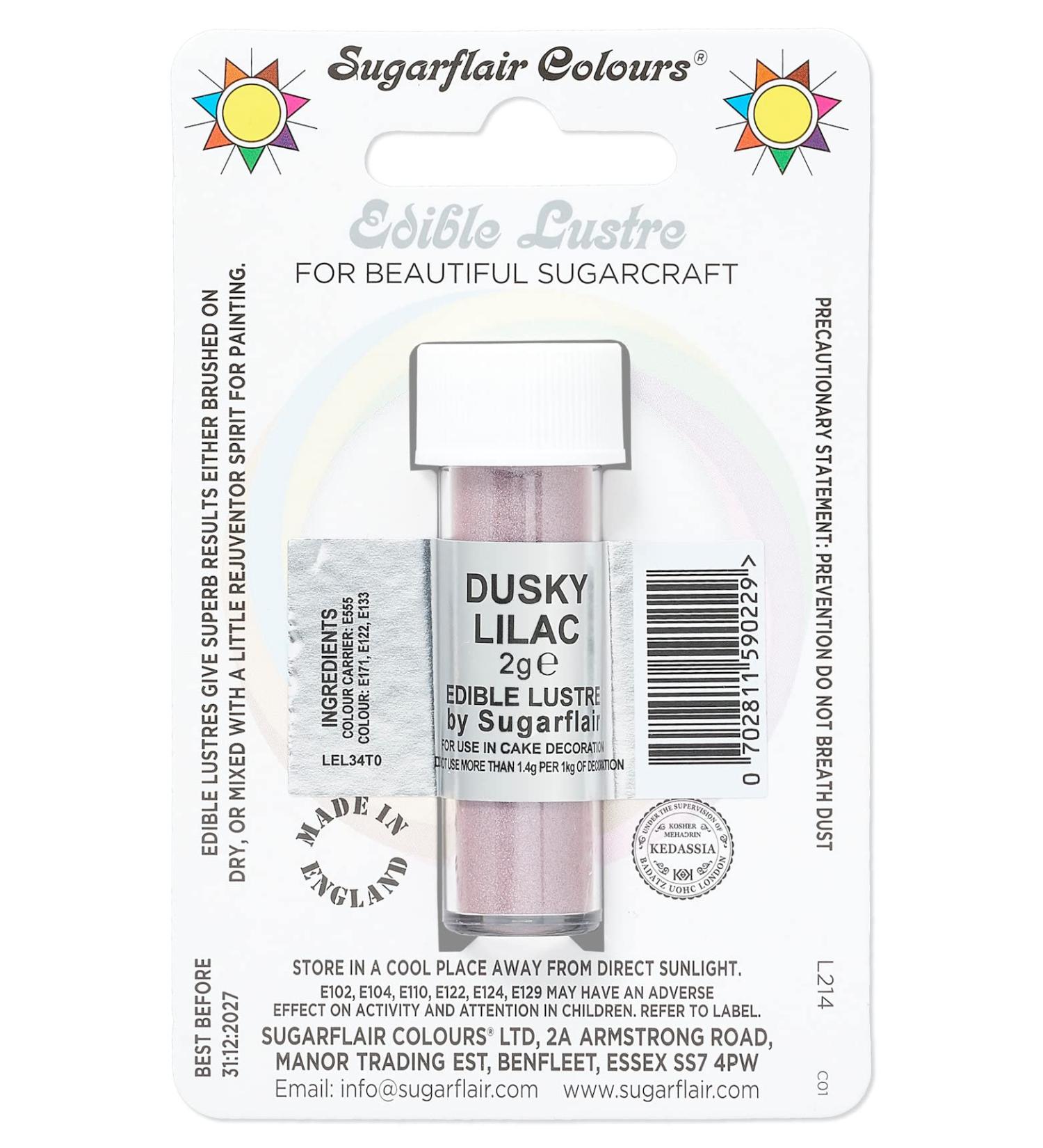 Sugarflair Dusky Lilac Edible Lustre Dust Add a Lustrous Shine to Cakes or Decorations. Brush On or Add Rejuvenator to Create Eye-Catching Edible Paint Gives Shine to Your Bakes - 2g