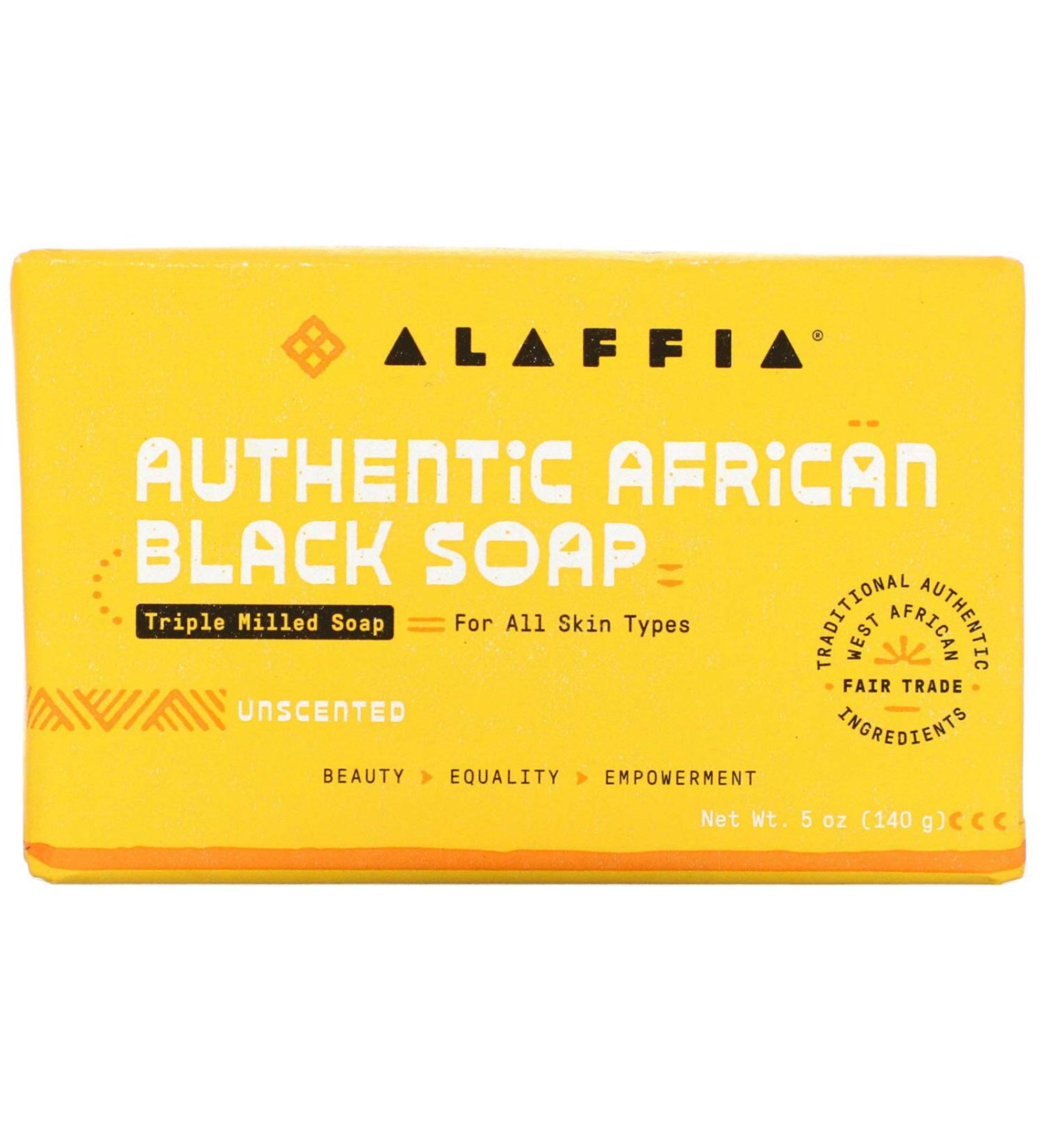 Buy Alaffia Authentic African Black Soap - Unscented Triple Milled 5 oz | Natural Skin Care - Buy Online on SooperMarket.com