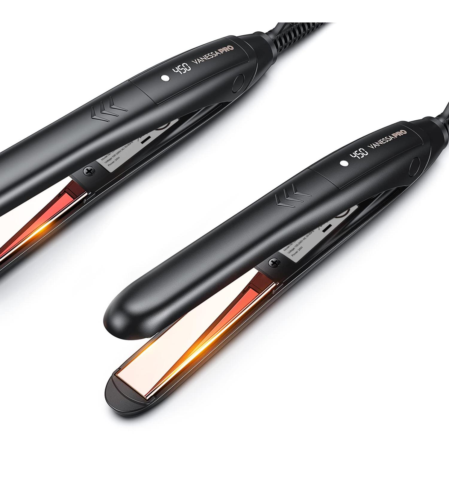 VANESSA PRO Mini Titanium Flat Iron - 0.7 inch | One Pass Sleek Look | Curls Beautifully & Straightens Well - Buy Online on SooperMarket.com