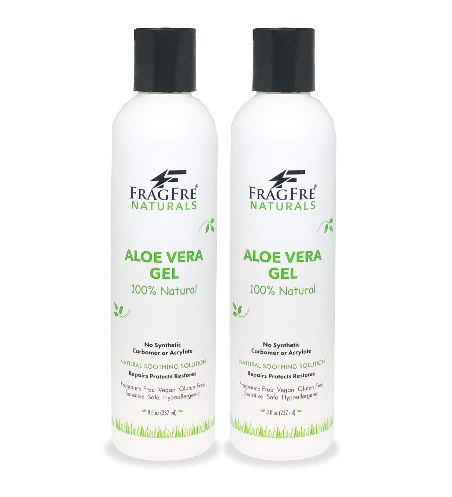 FRAGFRE All-Natural Aloe Vera Gel 8 oz (2-Pack) - 100% Natural Soothing Gel for After Sun Care - Fragrance-Free, Vegan, Gluten-Free - Buy Online on SooperMarket.com