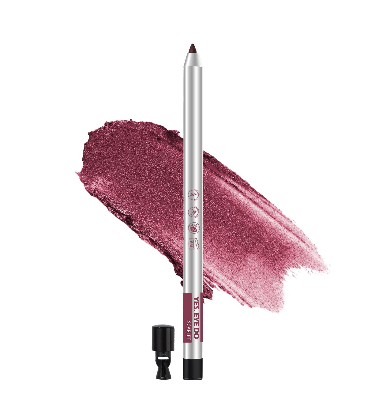 YES.EYE DO Gel Eyeliner Waterproof Smudgeproof Retractable Eyeliner Gel with built-in sharpener Colored Glitter Eyeliner Highly Pigmented and Creamy (Scarlet)