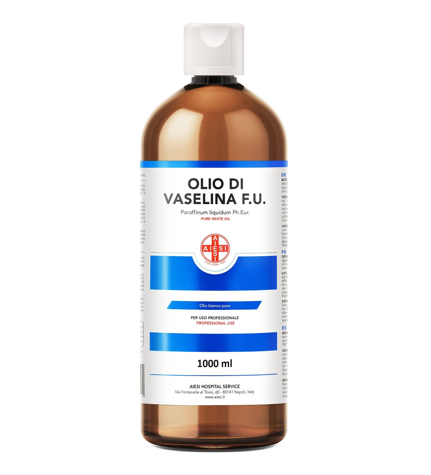 Aiesi 100% Pure Vaseline Oil - 1L Bottle for Pharmaceutical Food Cosmetic & Industrial Use - Made in Italy - Buy Online on SooperMarket.com