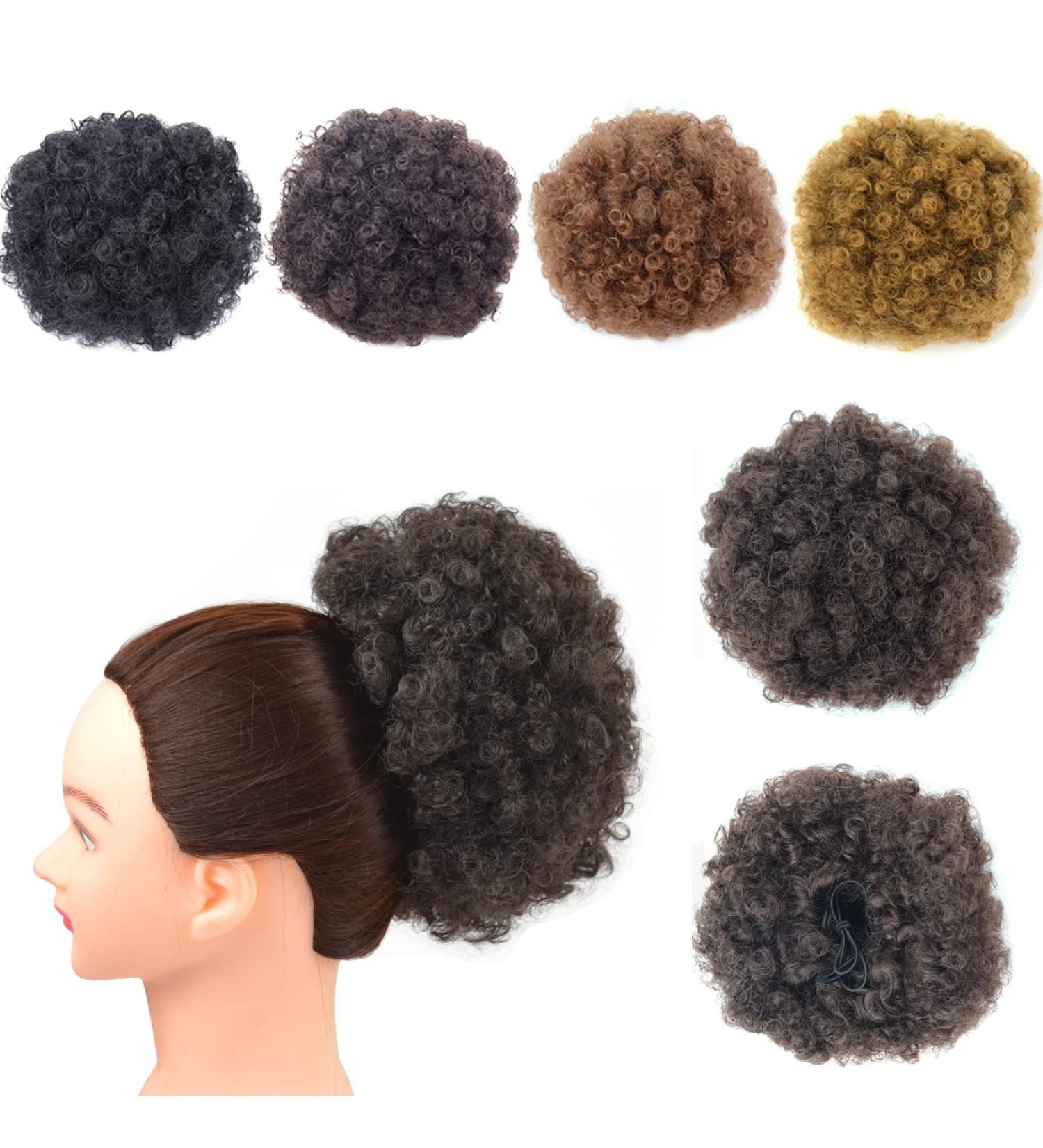 Short Synthetic Afro Puff Drawstring Ponytail Extension - Medium 4# Kinky Curly Ponytail for Natural Hair - Buy Online on SooperMarket.com