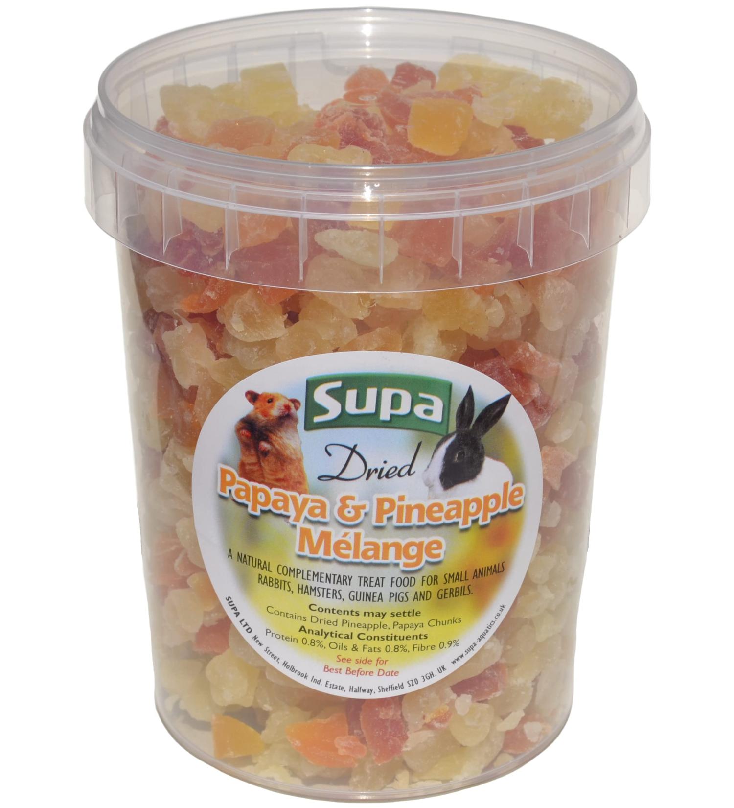 Supa Small Animal Papaye and Pineapple Melange Tub 1 Litre - Human Grade Ingredients - Pet's Favorite Treat - Buy Online on SooperMarket.com