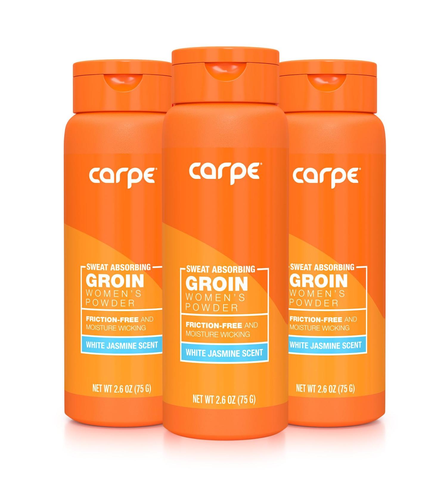 Carpe No-Sweat Groin Powder (for Women) - Designed for Maximum Sweat Absorption - Mess and Friction Free Stop Chafing - Talc Free Powder Women s Groin Powder (Pack of 3) 2.6 Ounce (Pack of 3) - Buy Online on SooperMarket.com