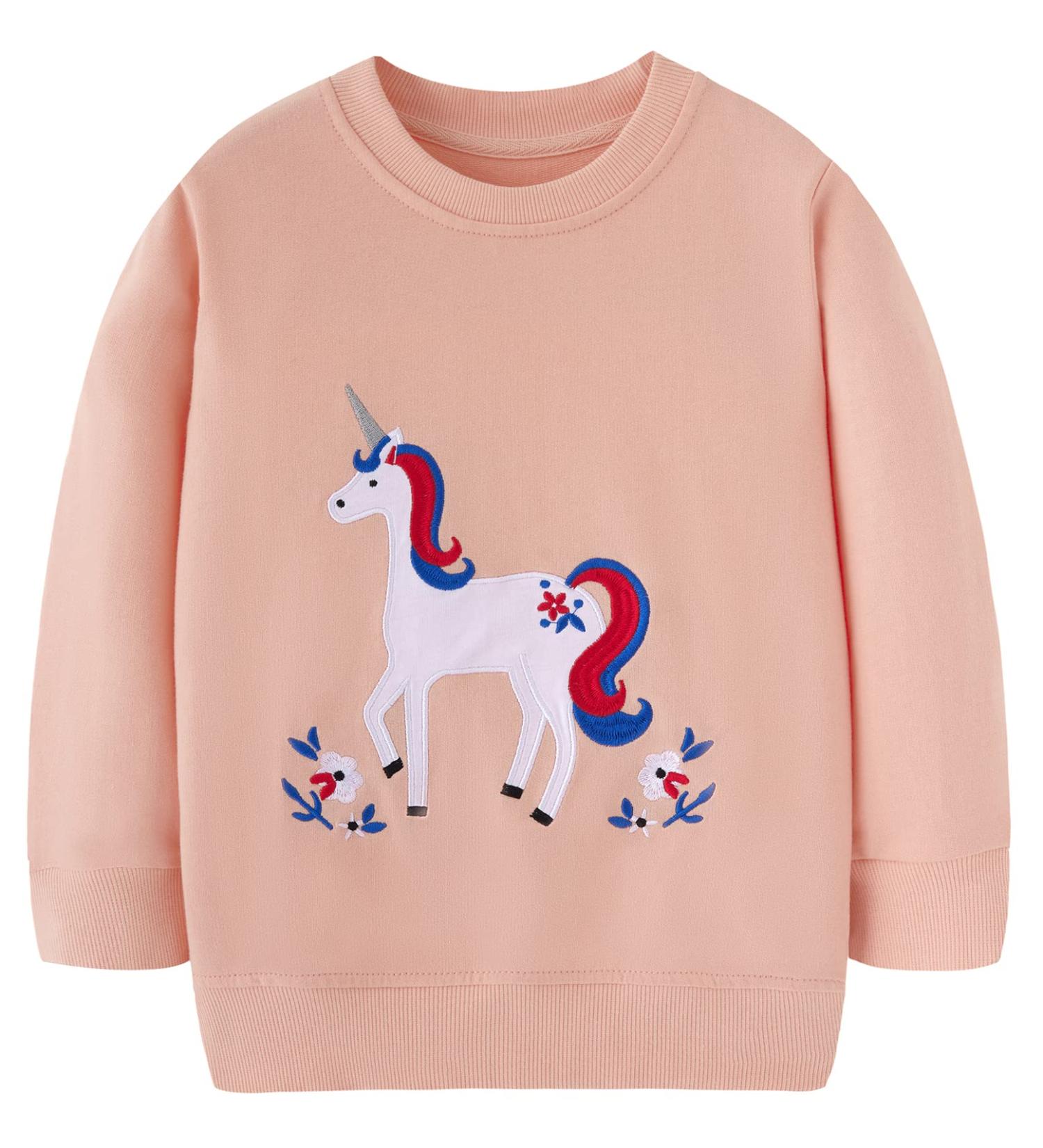 Girls Unicorn Sweatshirt | Cotton Casual Jumper for Kids | Long Sleeve Pullover | Ages 1-12 - Buy Online on SooperMarket.com