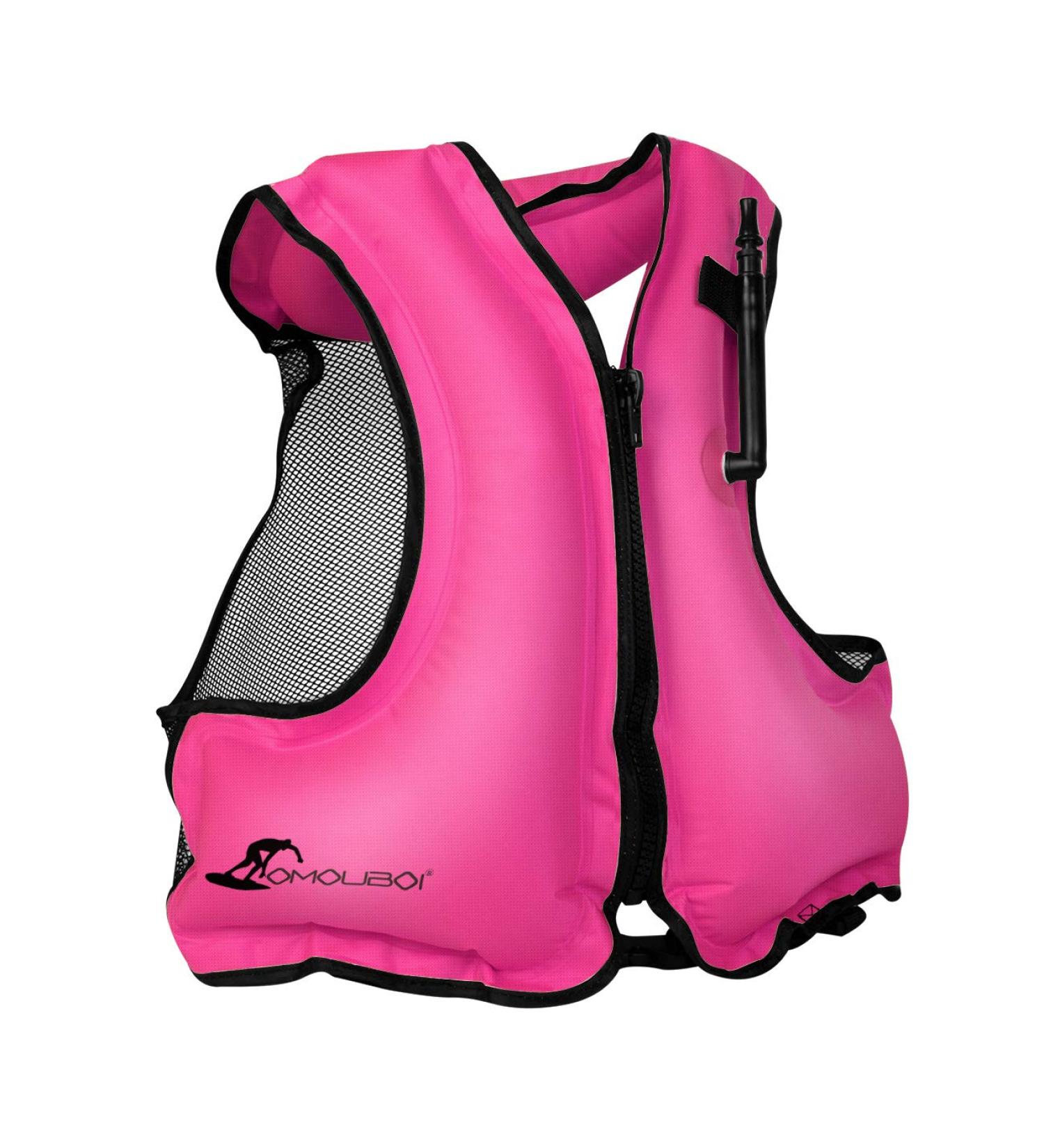 OMOUBOI Inflatable Snorkel Vest | Adult Swimming Jacket for Diving, Surfing & Water Sports (Pink) | 90-220lbs - Buy Online on SooperMarket.com