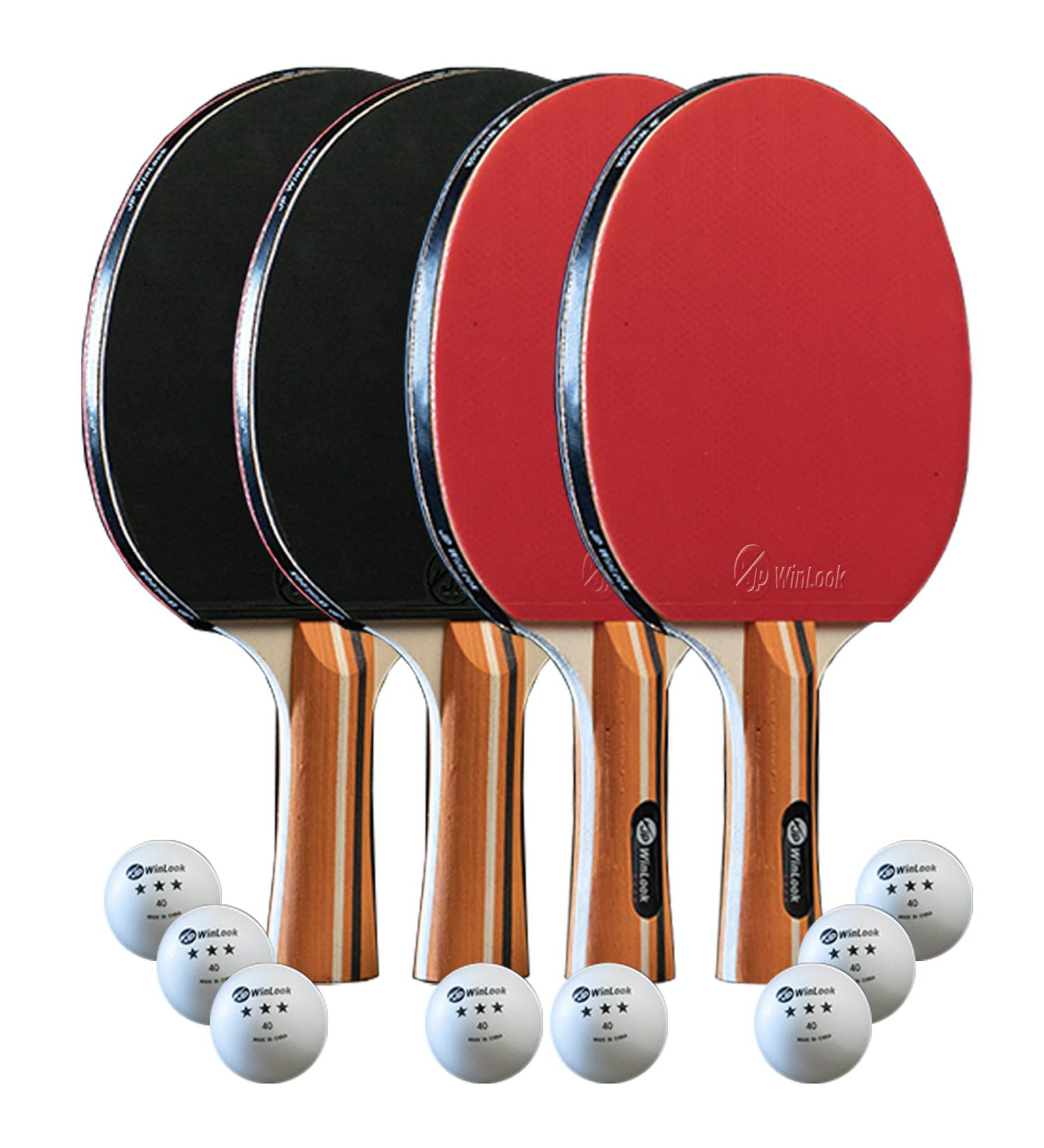 JP WinLook Ping Pong Paddles Set - Premium Table Tennis Racket Player Kit with Case & Balls - Red/Black - Indoor & Outdoor Games (4 Paddle Set) - Buy Online on SooperMarket.com