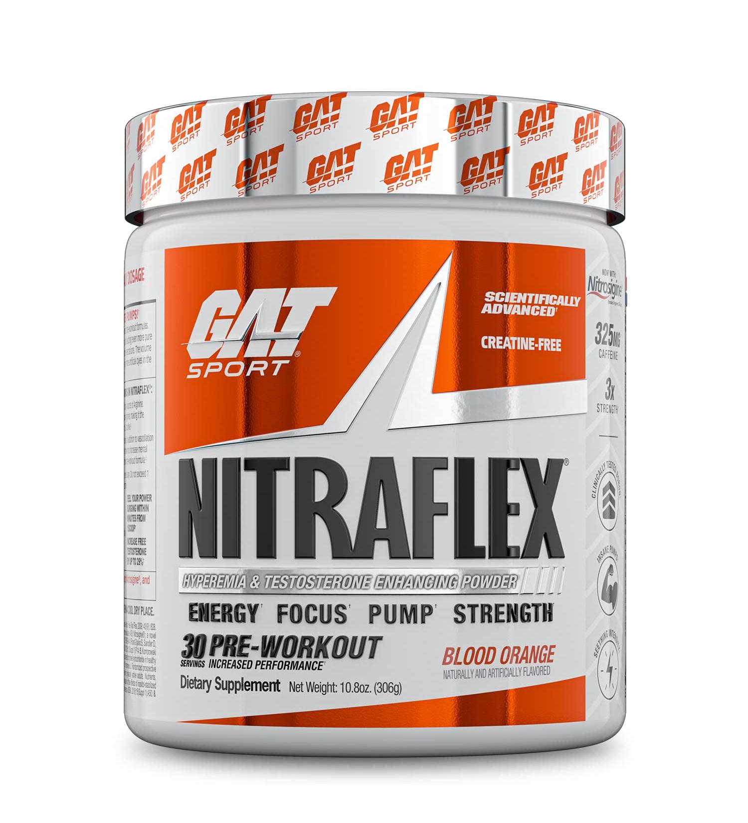GAT Sport Nitraflex Advanced Pre-Workout Powder - Blood Orange | Boosts Strength, Energy & Performance | Creatine-Free | 30 Servings - Buy Online on SooperMarket.com