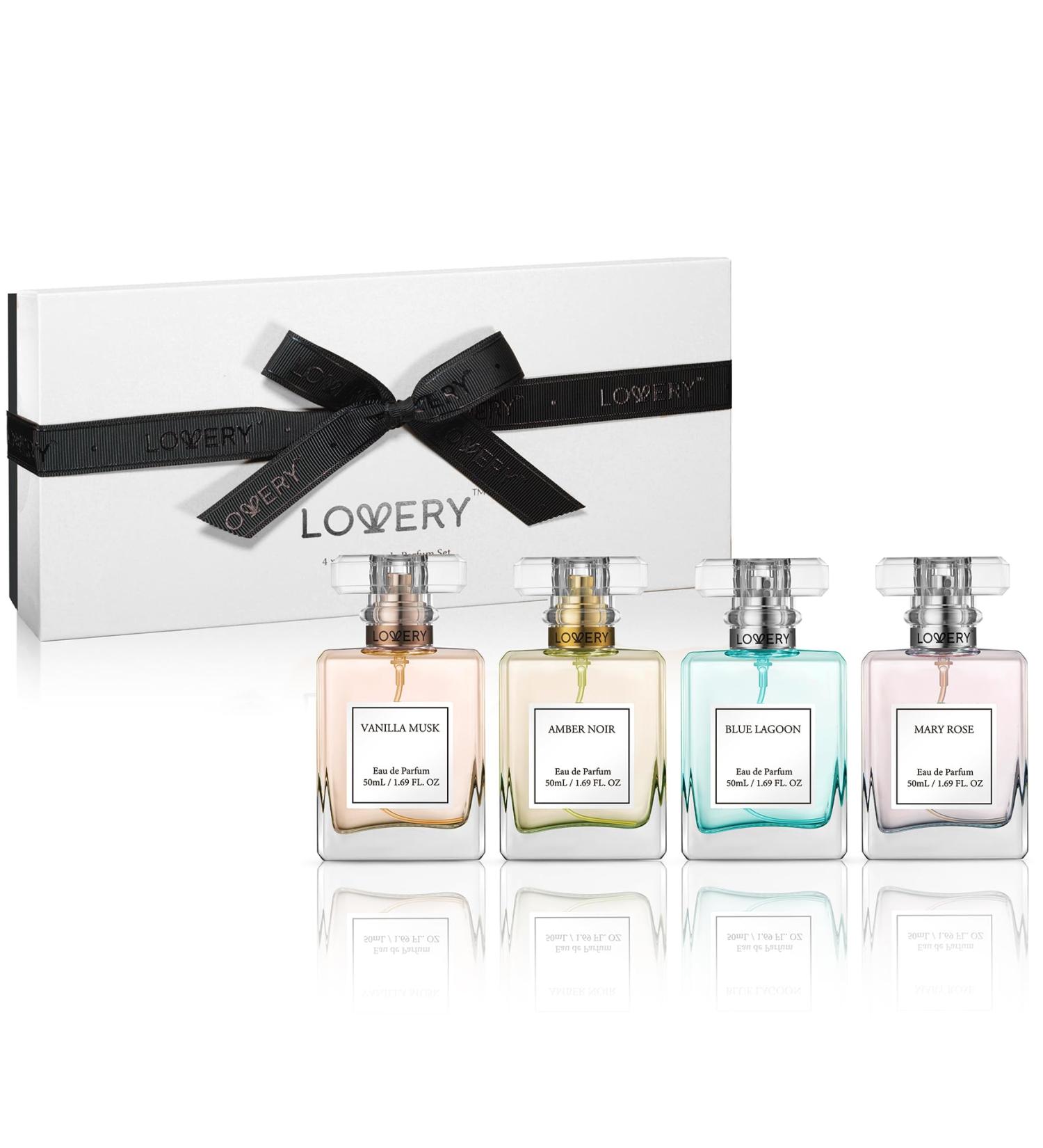 Valentines Gifts for Women Perfume for Women Women's Perfume Gift Set - 4pc Sampler With Vanilla Musk Amber Noir Blue Lagoon & Mary Rose Fragrances - Large Bottle of Floral Parfum Made in France White Set - Buy Online on SooperMarket.com