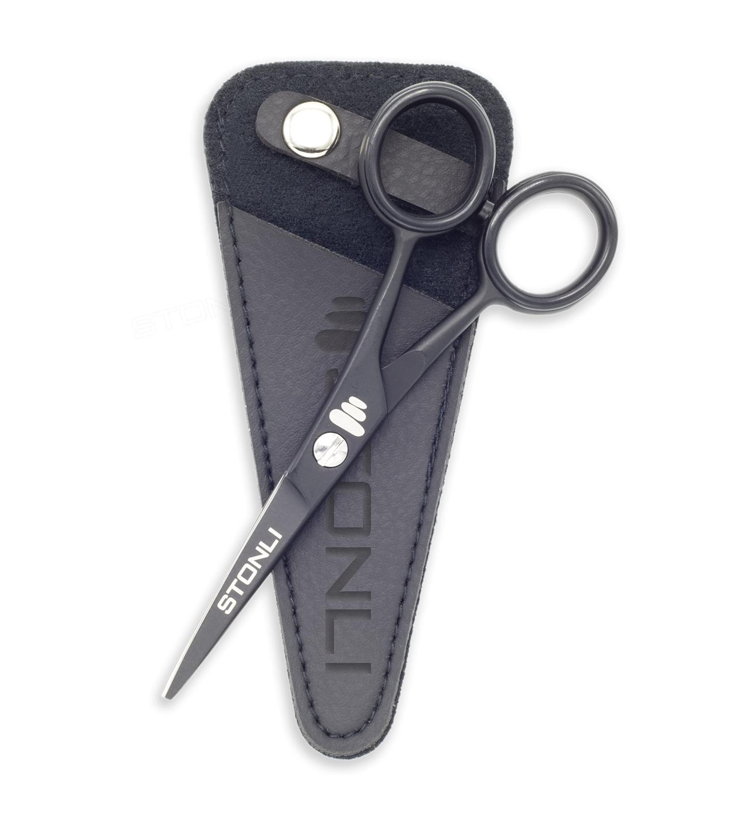 STONLI 4.5 Beard & Moustache Scissors - Stainless Steel Trimming Scissors for Nose, Eyebrows & Ear Hair (Black) - Buy Online on SooperMarket.com