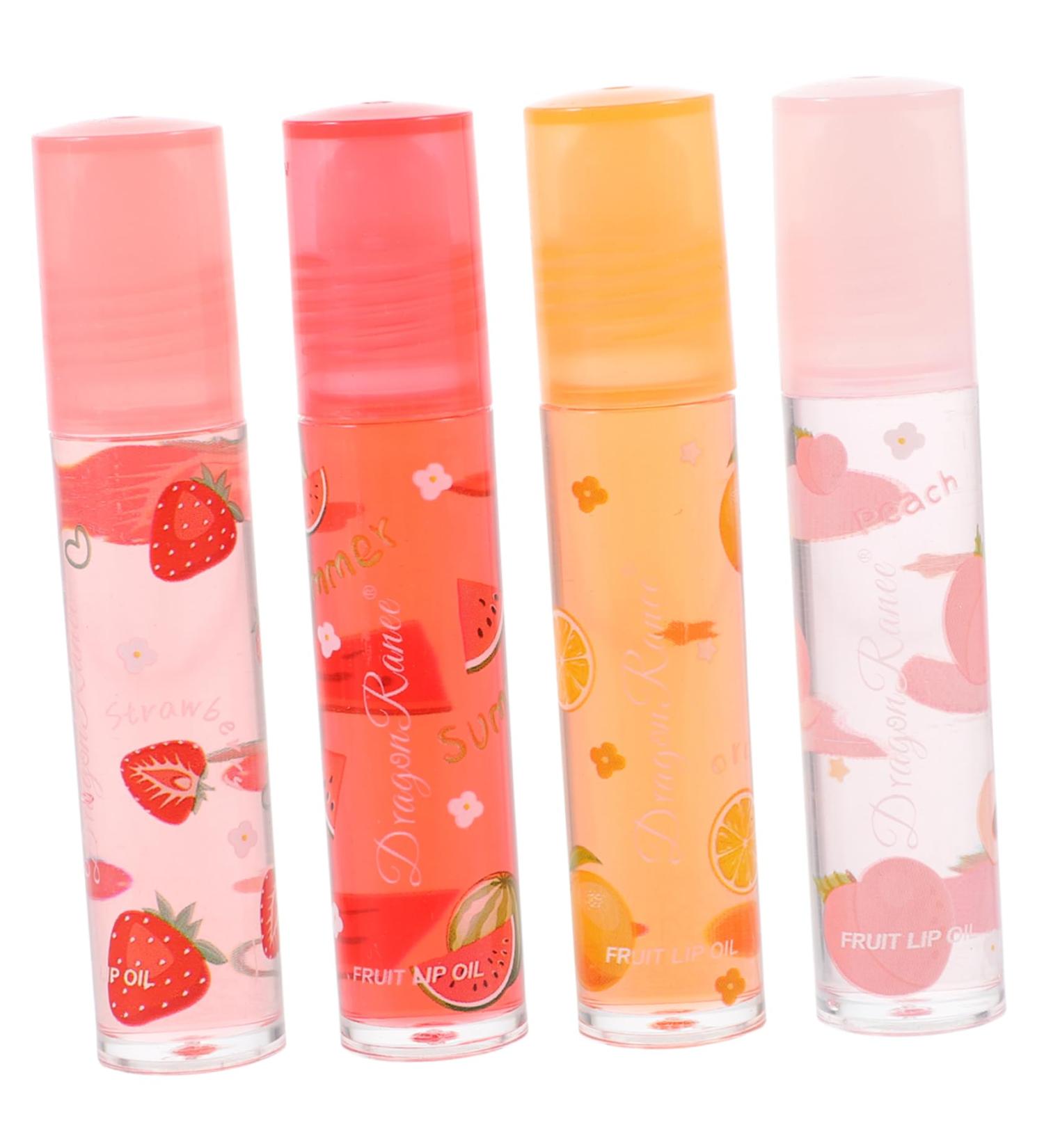 4pcs Fruit Lip Balm & Gloss - Moisturizing Lip Protectors | Transparent Lipstick - International Shipping Available - Buy Online on SooperMarket.com