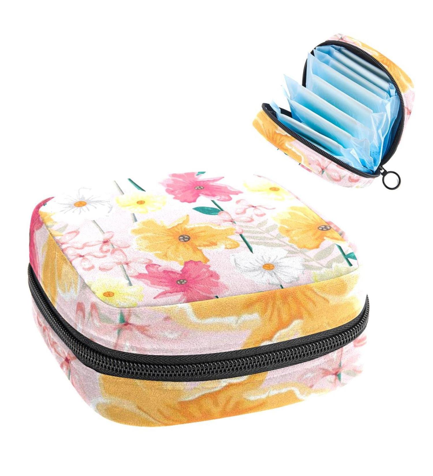 Anna Cowper Pink Flower Sanitary Napkin Storage Bag - Portable Period Pouch for Women and Teen Girls - Multi-colored - 1 Pcs - Buy Online on SooperMarket.com