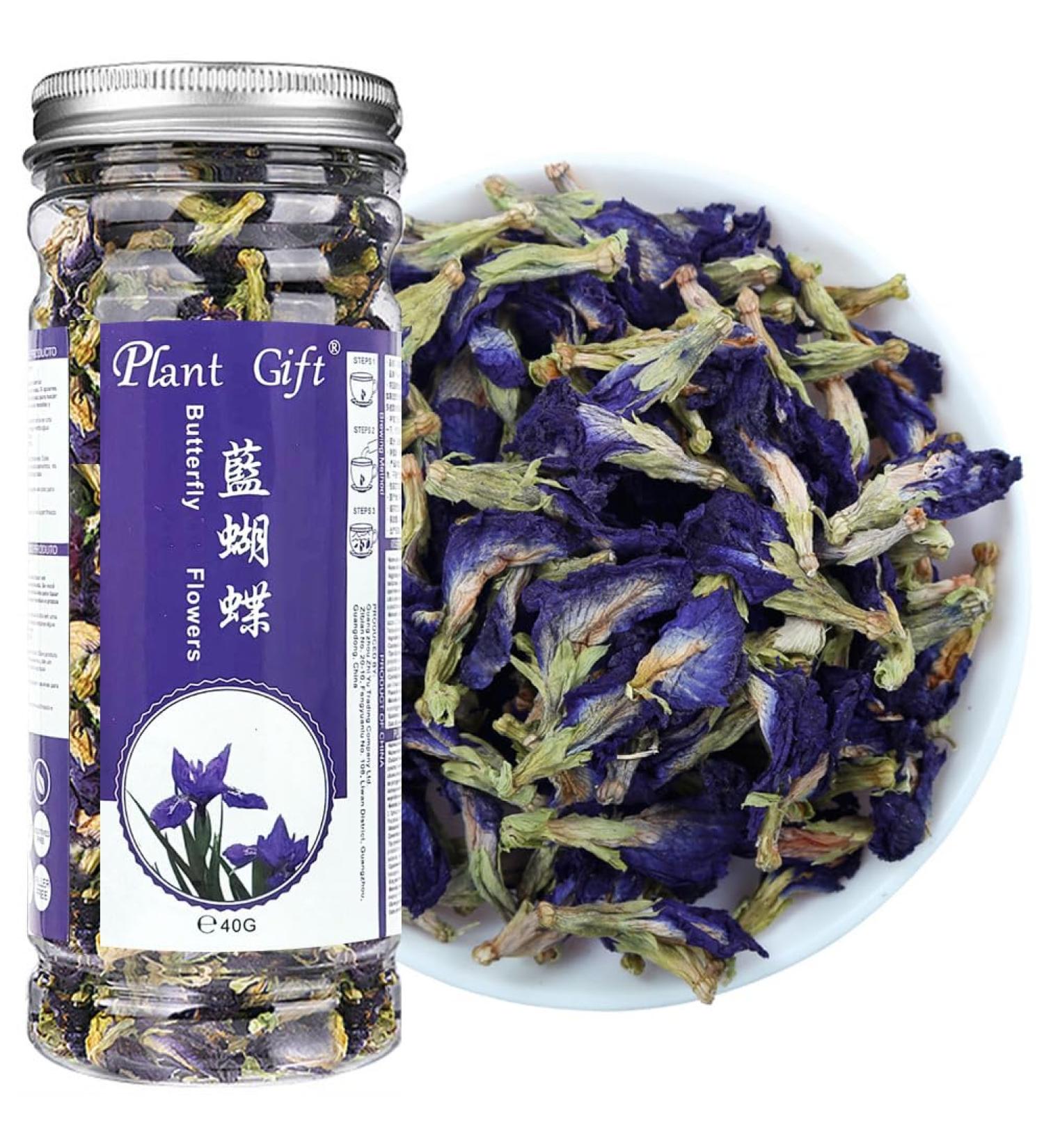 Plant Gift - Blue Butterfly Flower Herbal Tea -40G/1.41oz (135 Cups) | Natural Food Coloring Iced Tea Cocktails Mocktails | Caffeine free - Thai tea - Buy Online on SooperMarket.com