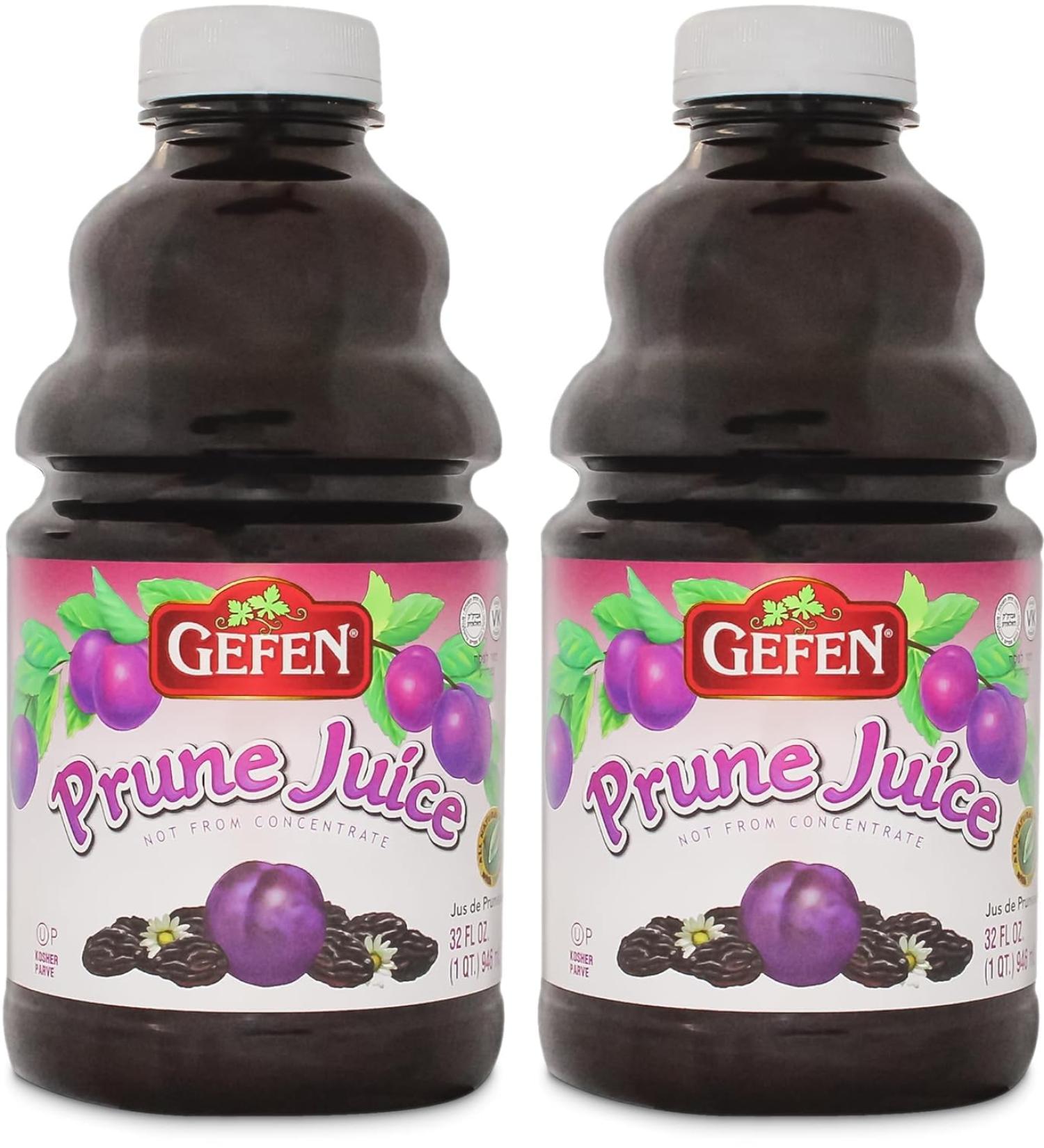 Gefen All Natural Prune Juice 946ml (Pack of 2) Not from Concentrate | No Added Sugar | High in Fibre Iron & Vitamin C | Kosher (Including Passover) - Buy Online on SooperMarket.com