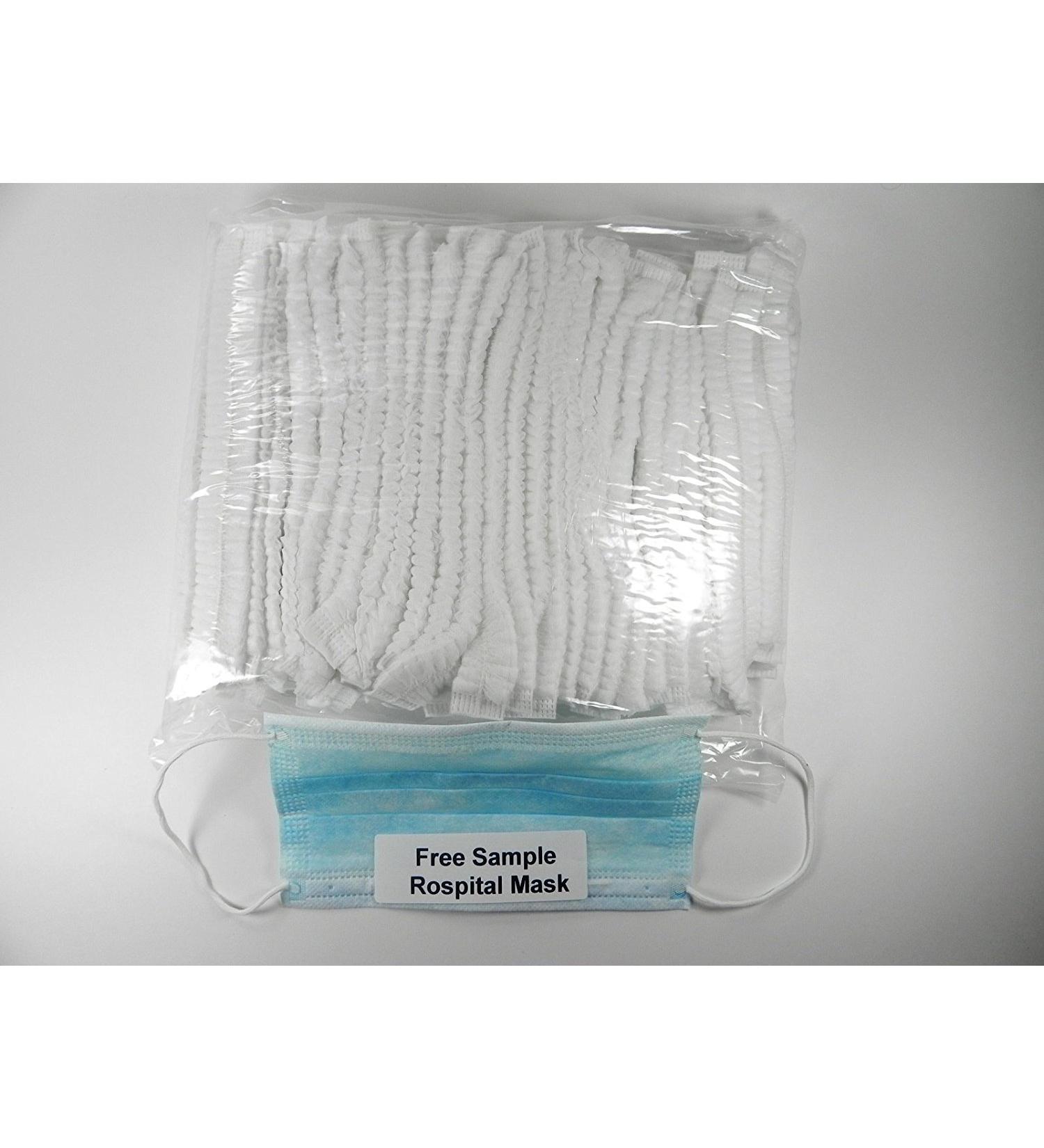 Disposable Hair Net Cap Non Women Bouffant Stretch Dust Cap White 100 Pcs.
