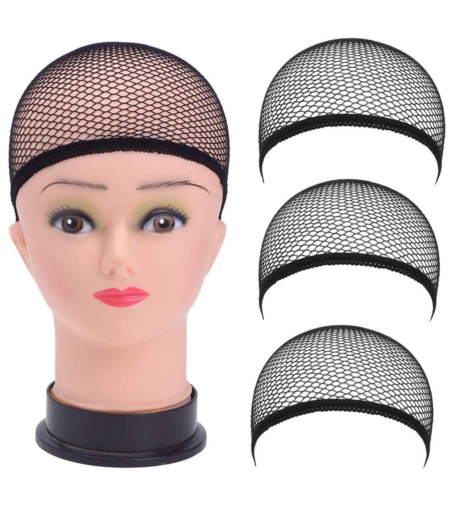 Buy 3-Piece Black Wig Cap Elastic Stocking - Nylon Stretch Mesh Weaving Cap for Wig Intermediate Layers - International Shipping Available - Buy Online on SooperMarket.com