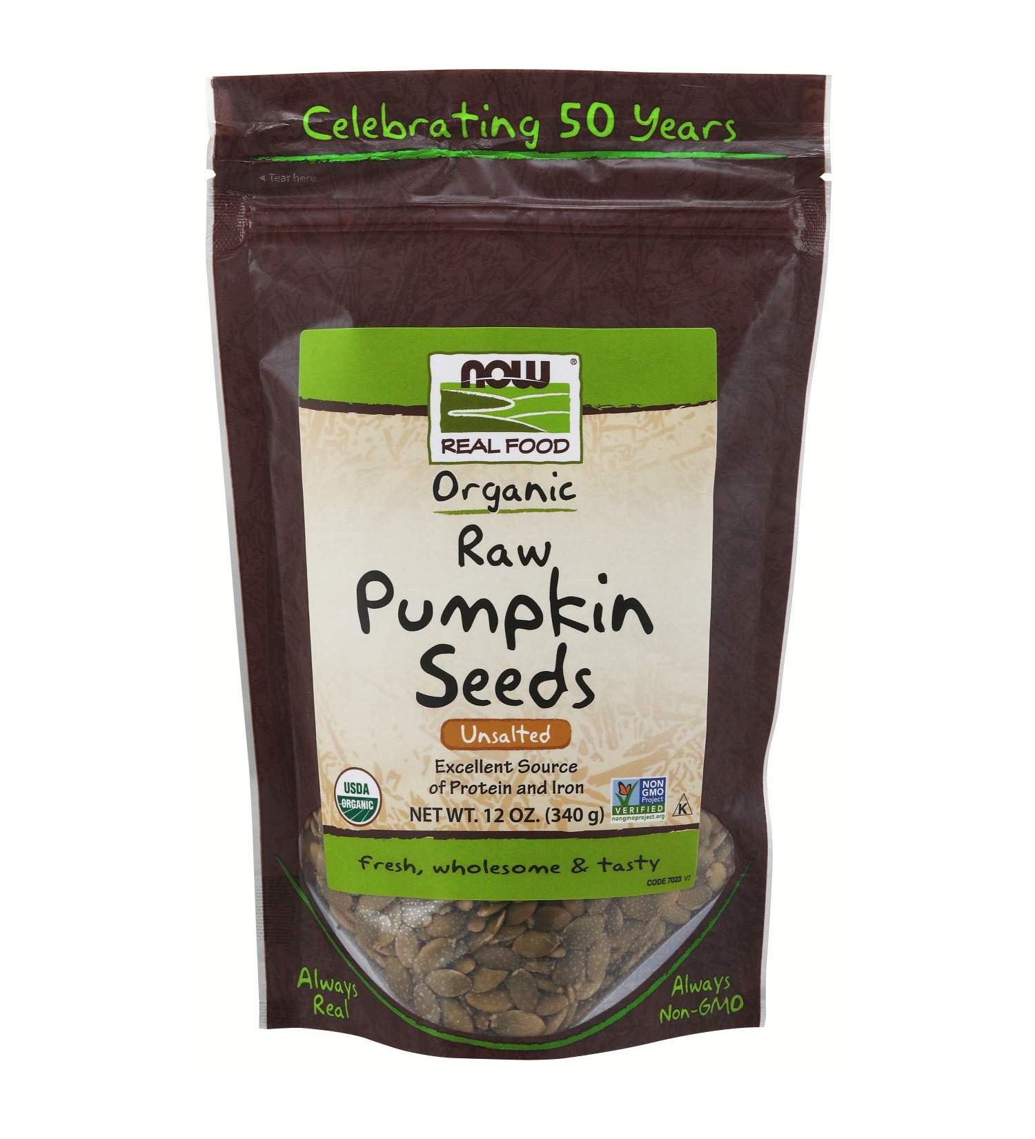 Now Foods Organic Raw Pumpkin Seeds 12 oz - Unsalted & Real Food - Buy Online on SooperMarket.com