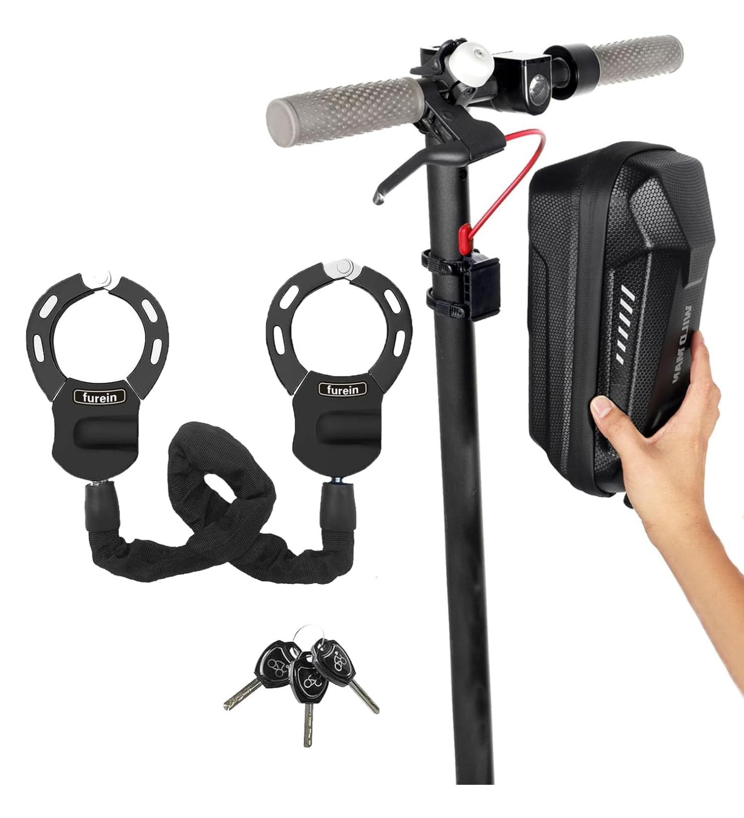 Secure Your Ride: Premium Castle E-Scooter Lock with Silicone Protection & 4L Storage Pocket - Ideal for E-Bikes Bicycles & Motorcycles - Buy Online on SooperMarket.com