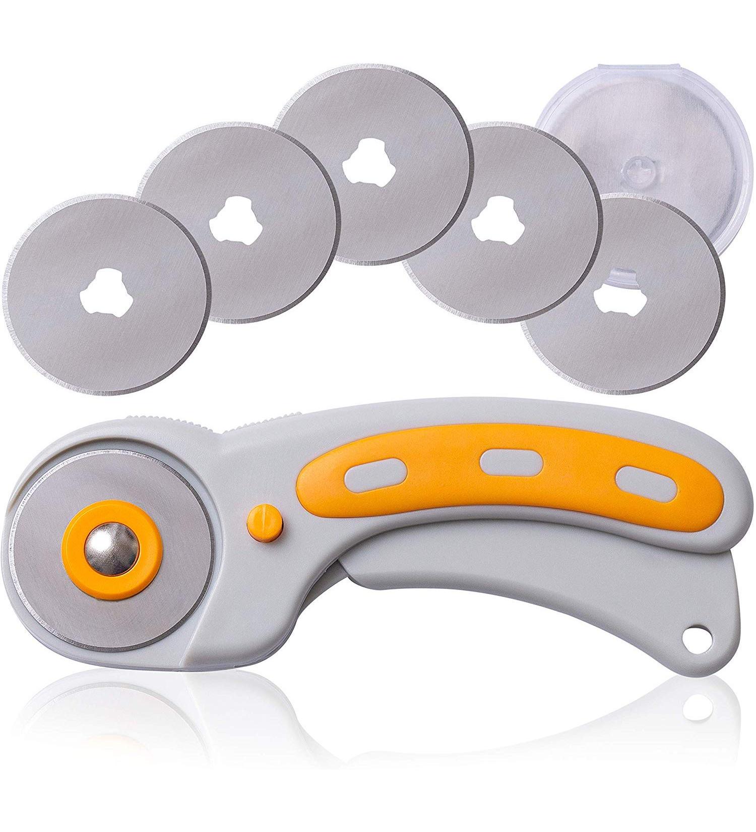 WA Portman 45mm Rotary Cutter Set with Safety Lock and 5 SKS-7 Steel Blades - Sewing Fabric Cutter Wheel Kit - Buy Online on SooperMarket.com